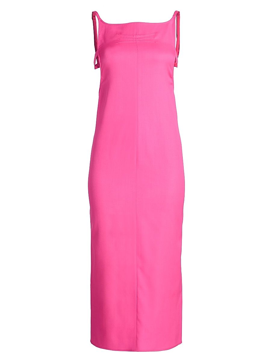 Women's Virgin Wool Sheath Midi-Dress - Neon Pink - Size 8