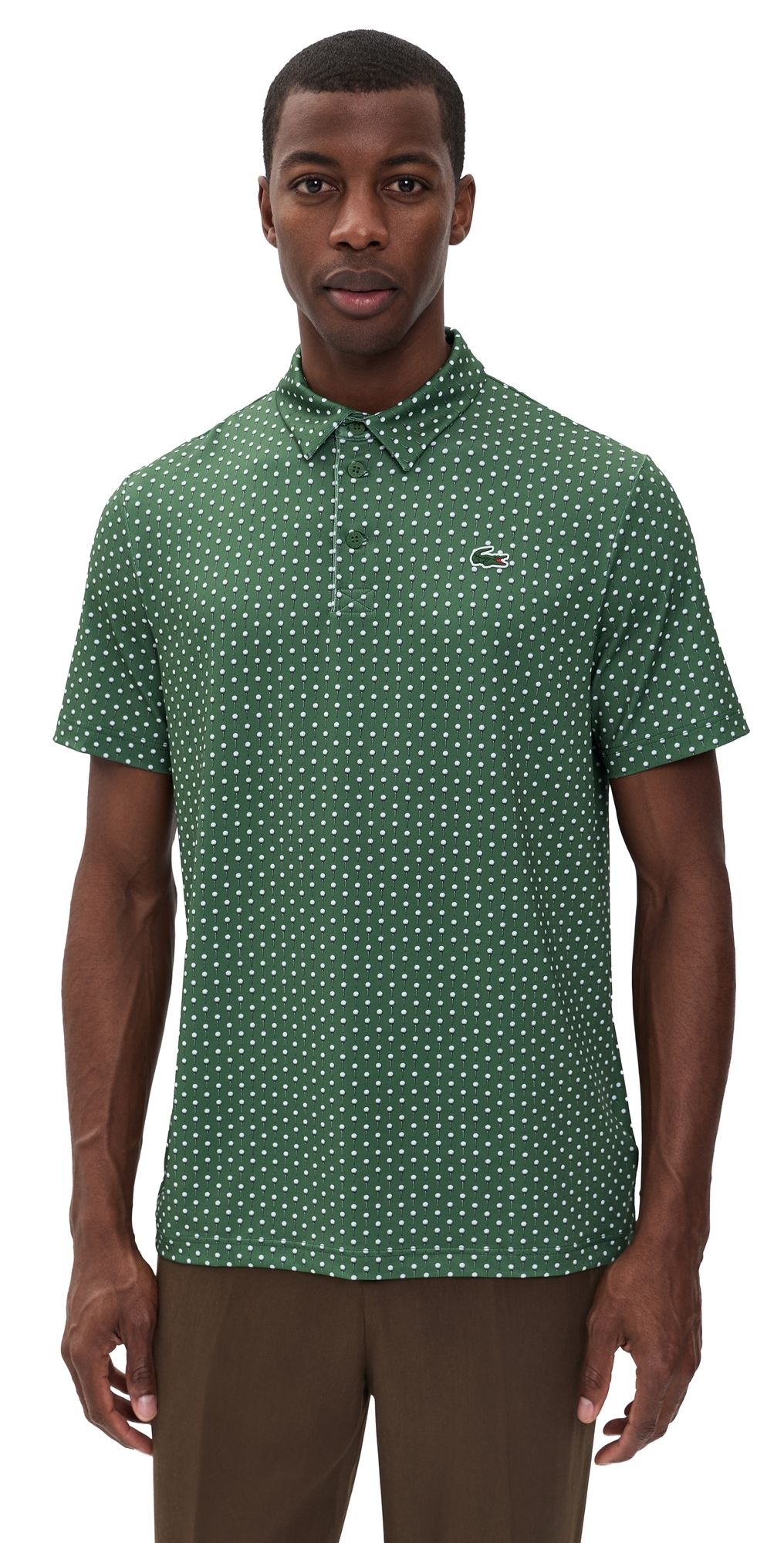 Lacoste Printed Performance Polo Green/White S