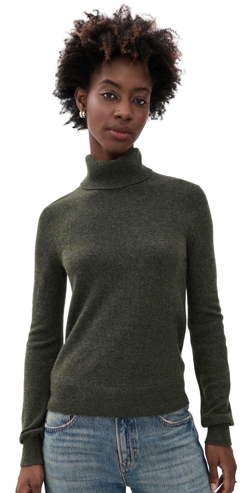 PAIGE Jacie Cashmere Turtleneck Sweater Heathered Spruce S