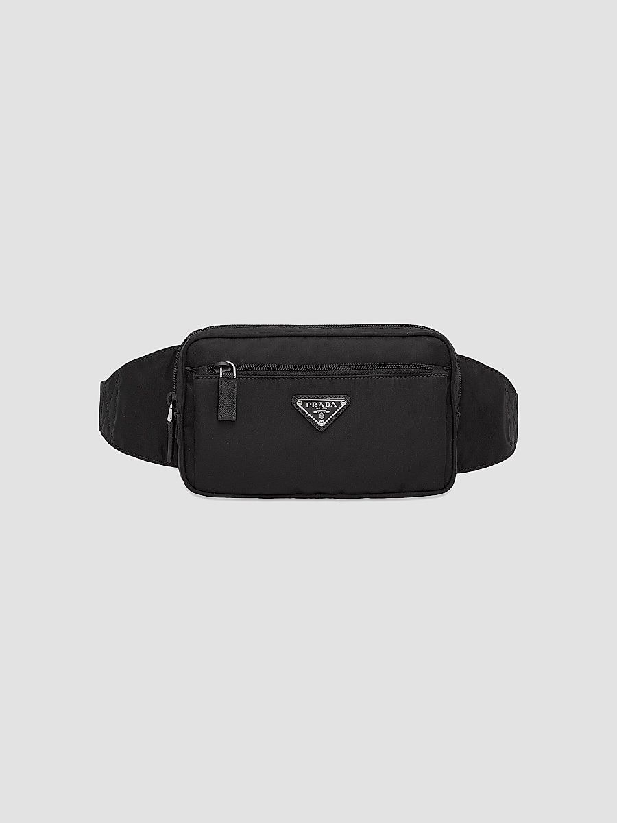 Prada Men's Re-Nylon and Saffiano Leather Belt Bag - Black