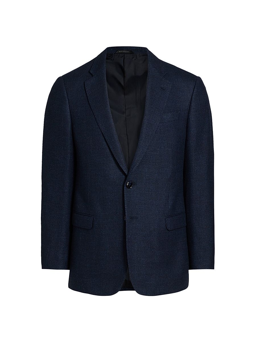 Men's Textured Wool-Blend Sportcoat - Blue - Size 42