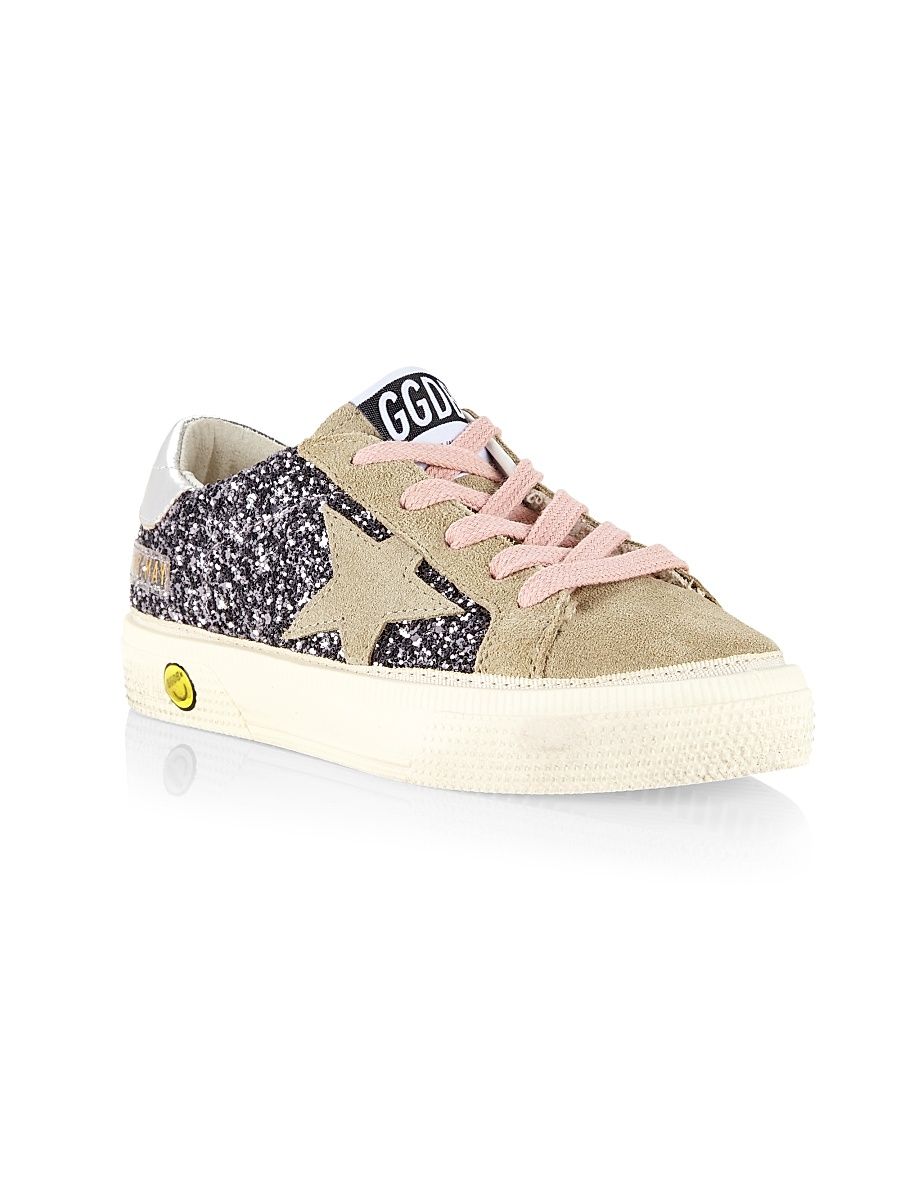 Baby Girl's, Little Girl's & Girl's Glitter Suede Platform Sneakers - Silver Taupe - Size 12 (Child)