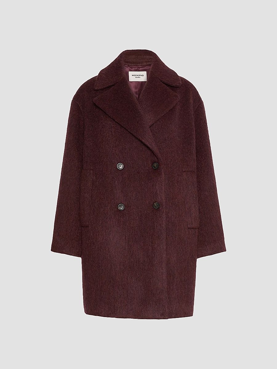 Women's Knitted Look Coat - Bordeaux - Size 14