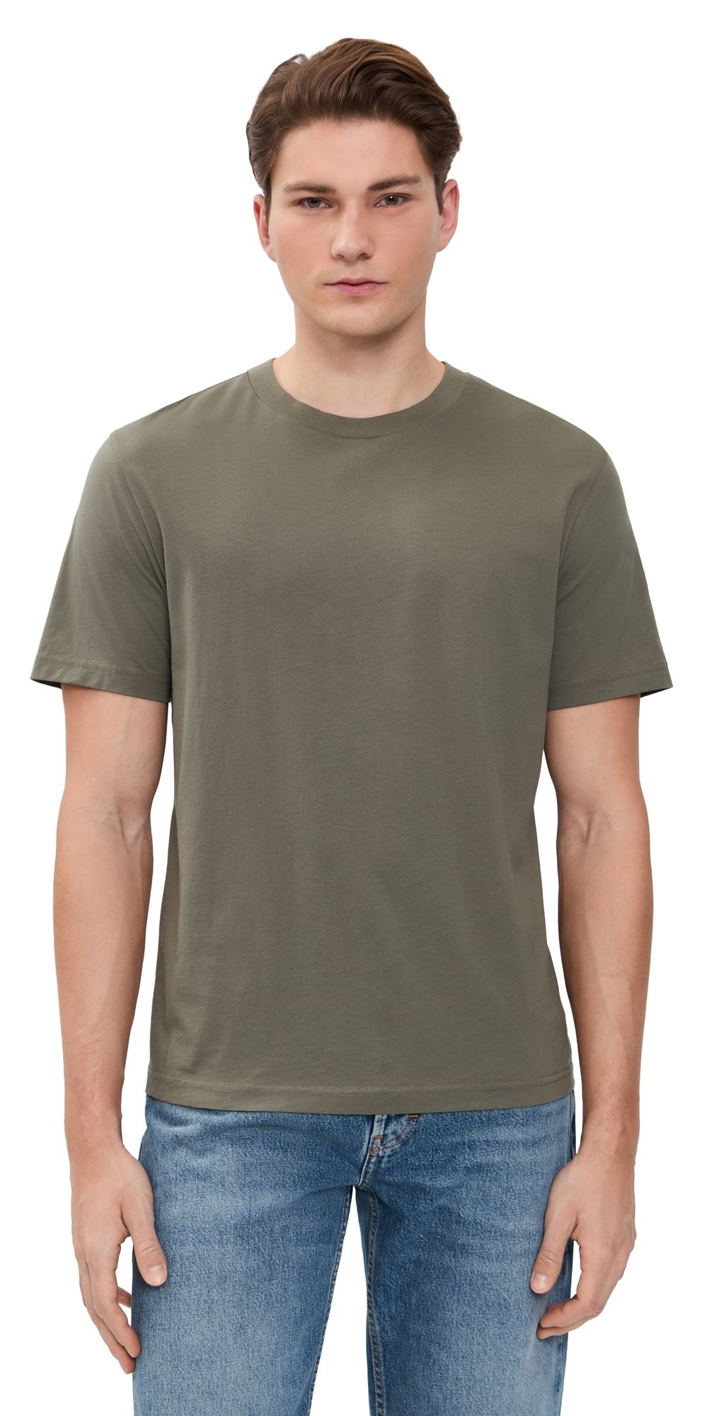 FRAME Light Cotton Tee Smoky Green L