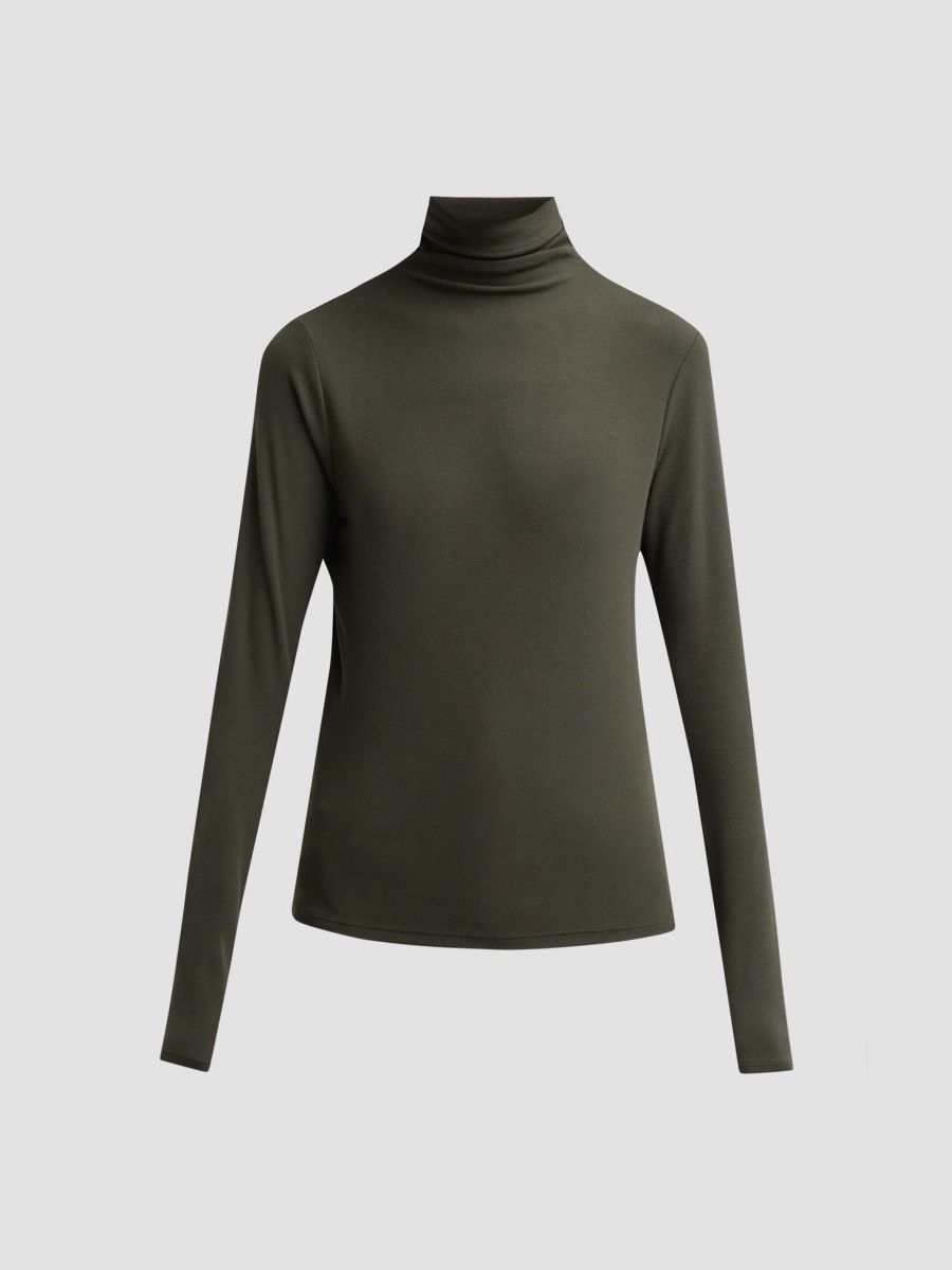 Vince Women's Knit Turtleneck Top - Dark Moss - Size XXS