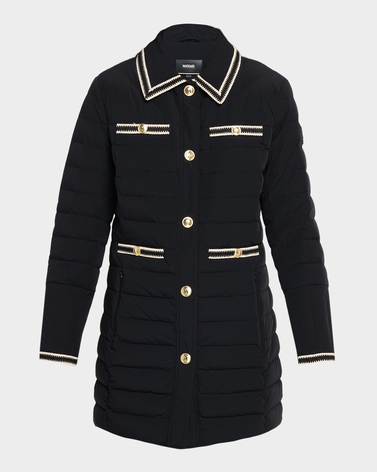 Precious Crochet-Trim Down Jacket