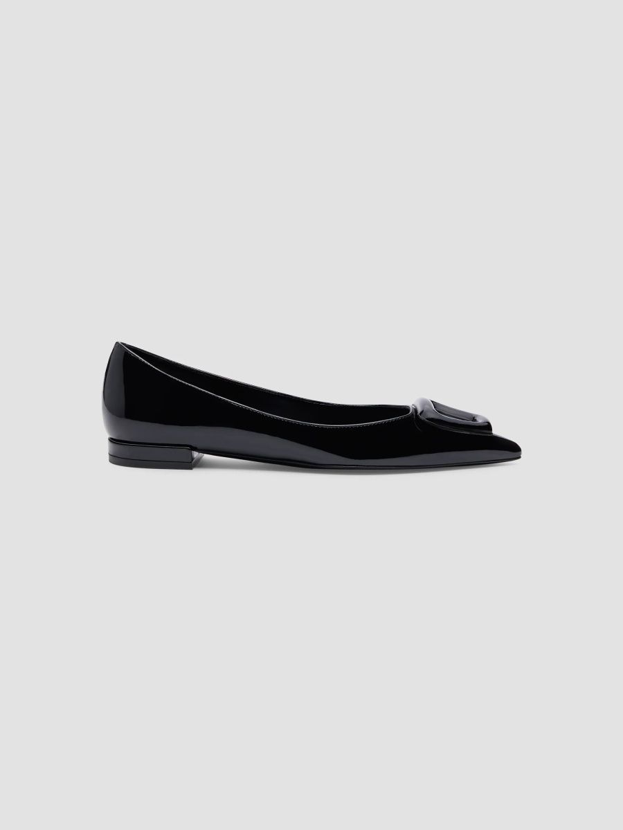 Stuart Weitzman Women's VeryVinnie Patent Leather Ballet Flats - Black - Size 8.5