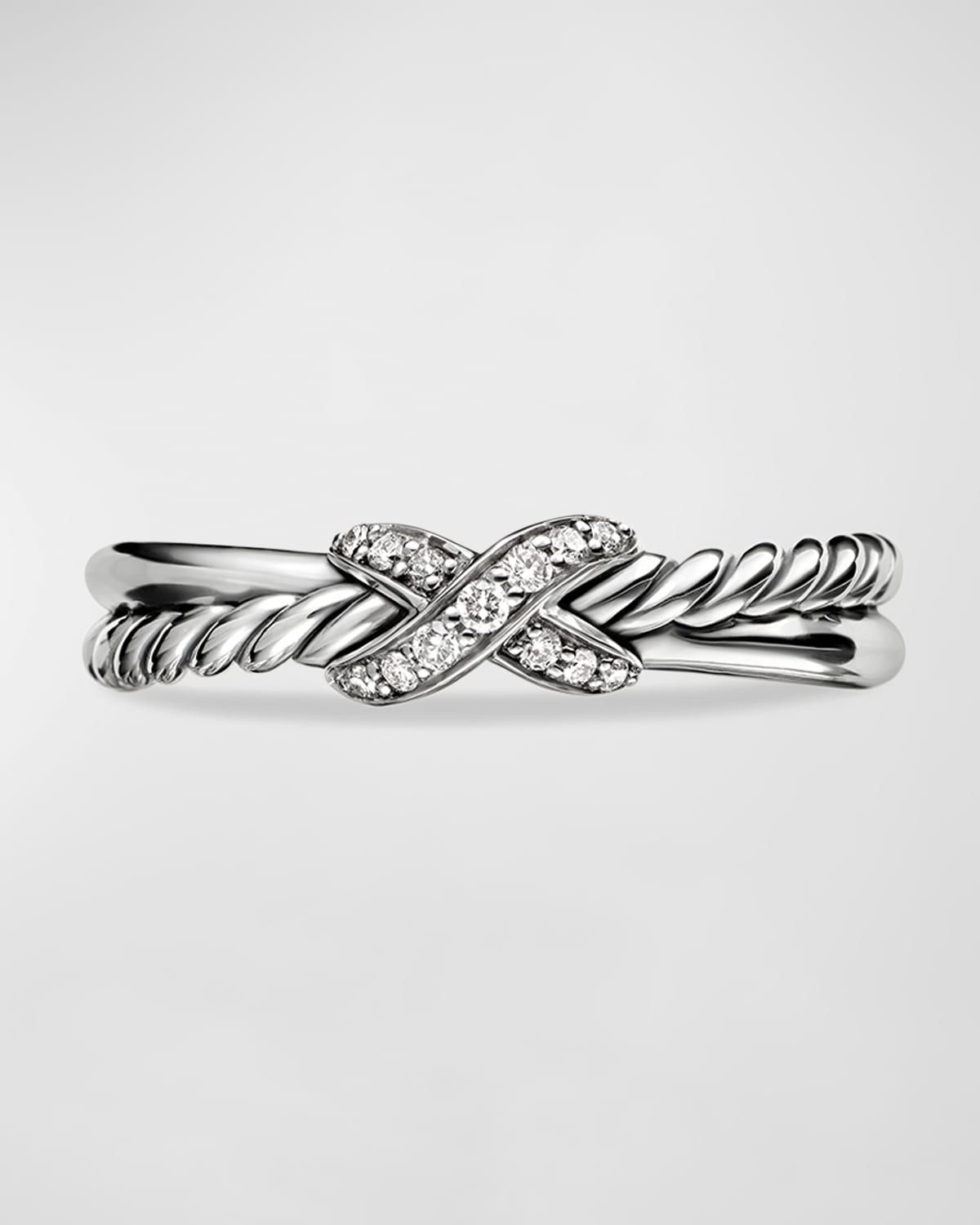 Petite X Ring with Pave Diamonds