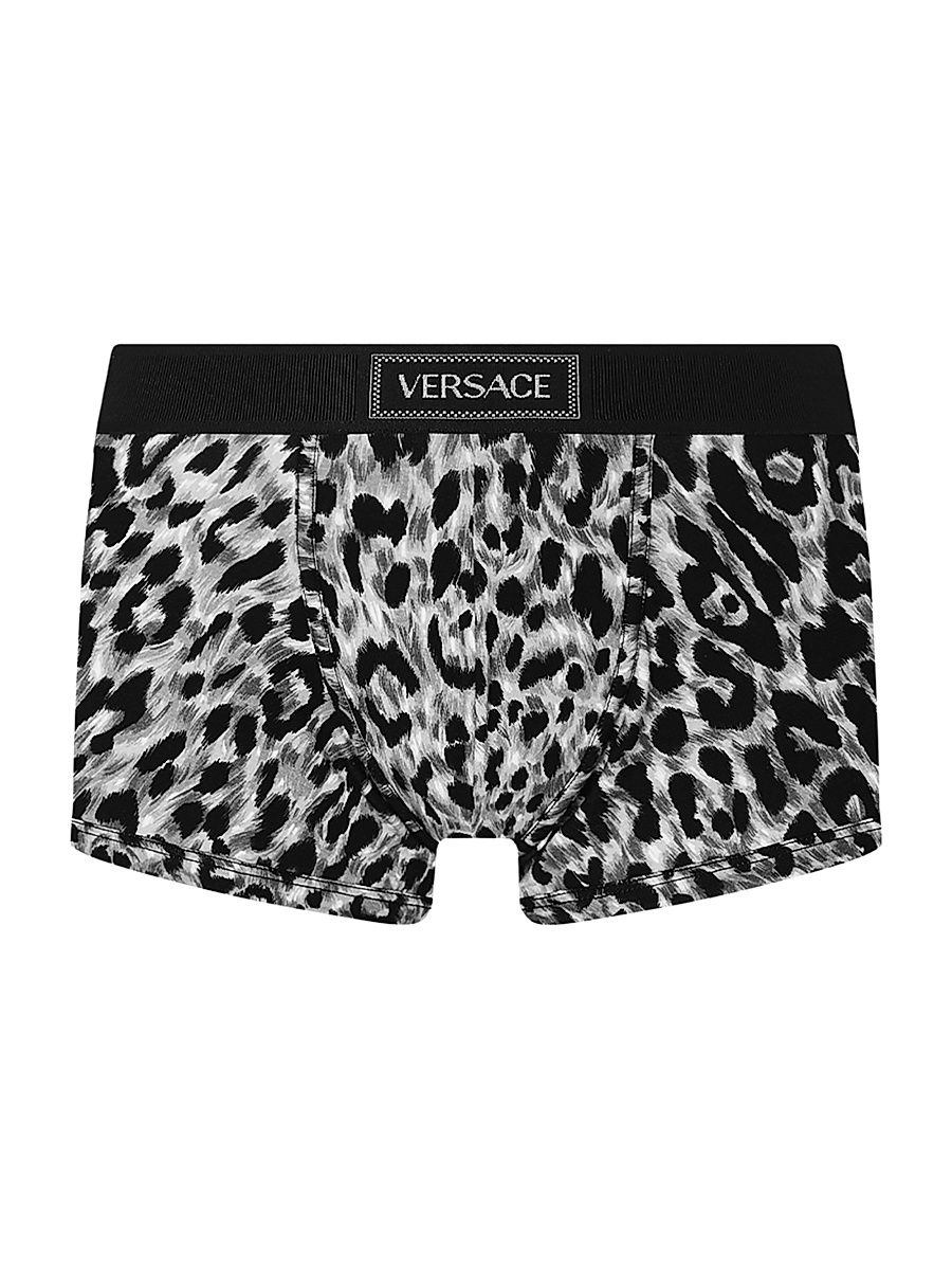 Men's Stretch Leopard Jersey Trunks - Grey Black - Size XL