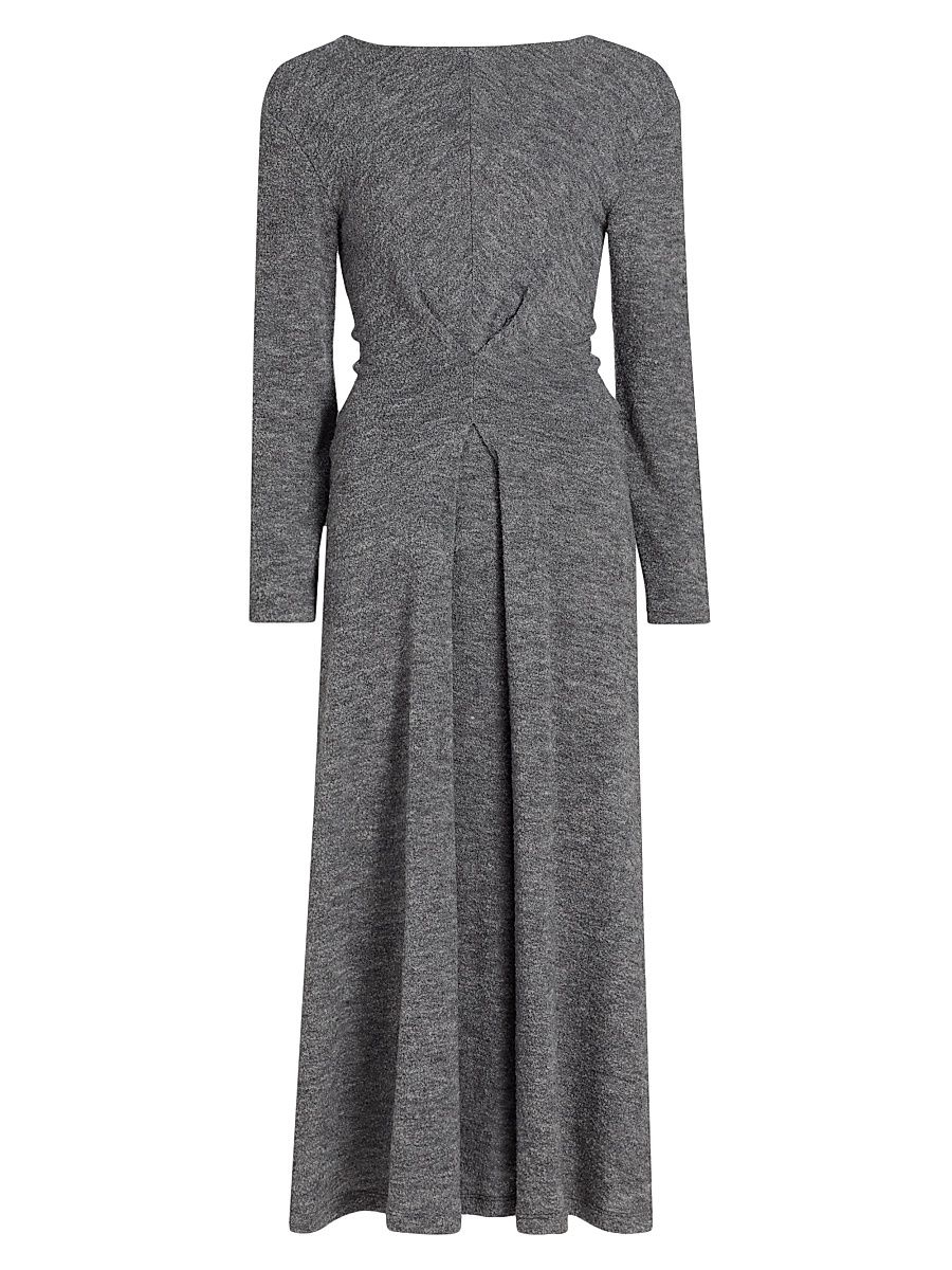 Women's Sai Inverted Pleat Wool-Blend Jersey Midi-Dress - Grey Melange - Size 14