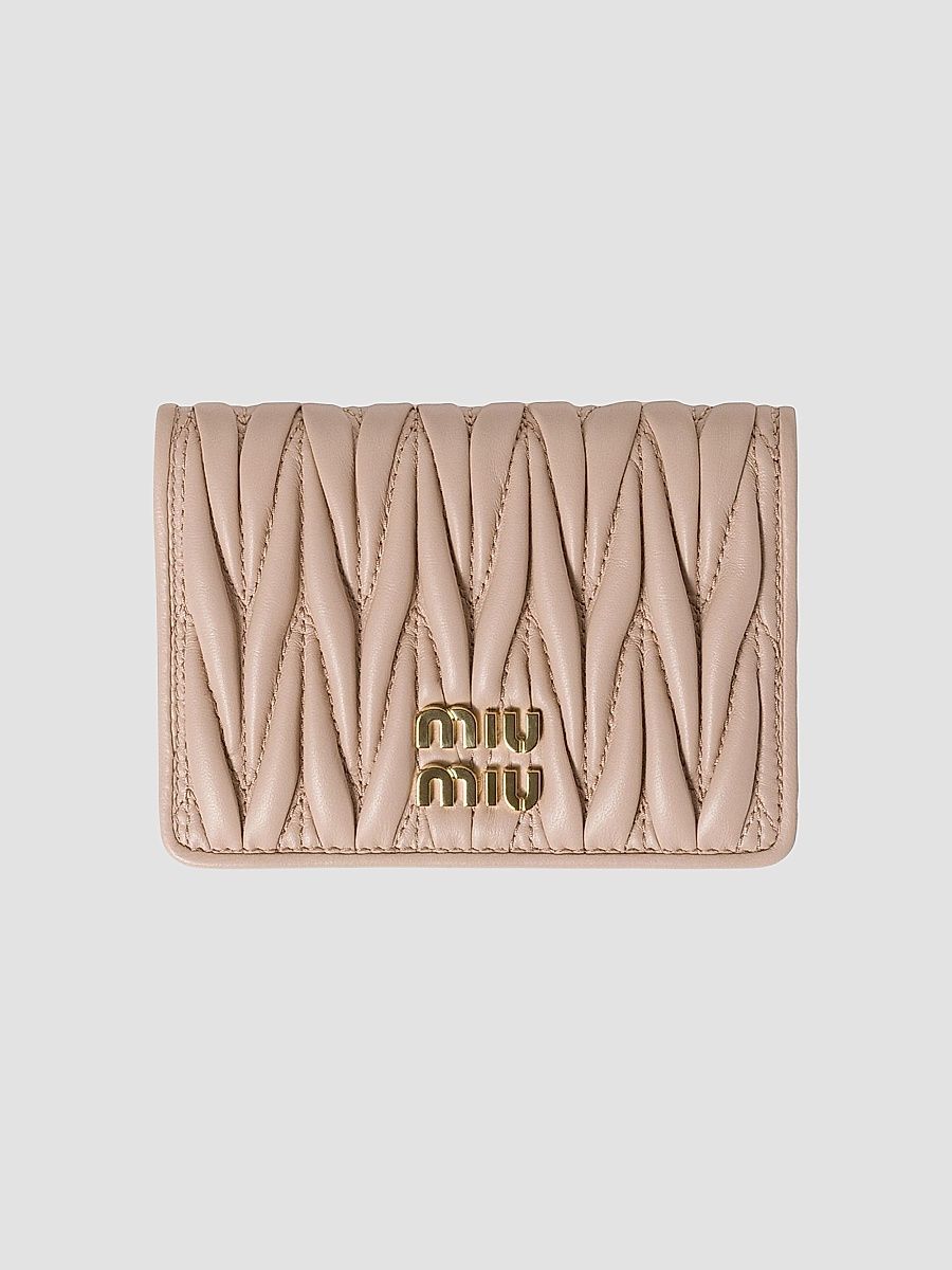 Miu Miu Women's Matelassé Nappa Leather Card Holder - Beige