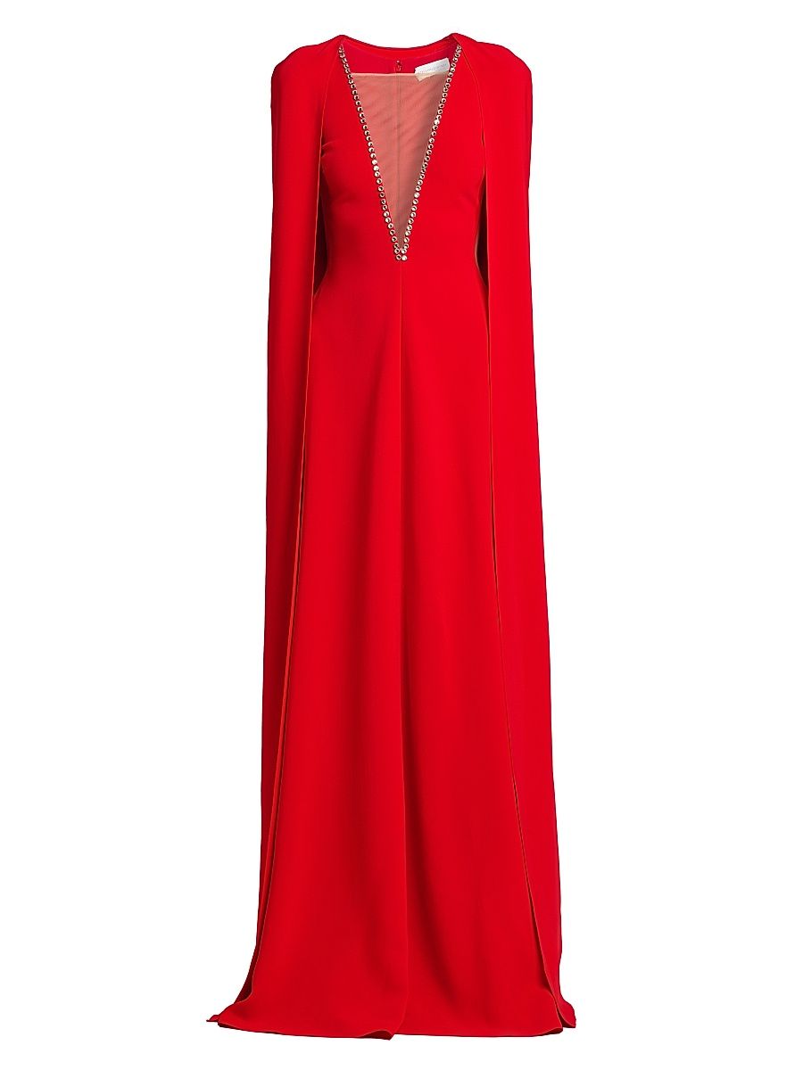 Women's Removable Cape A-Line Gown - Lipstick Red - Size 6