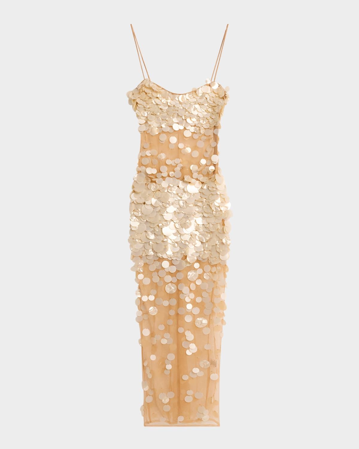 Mischa Sequin-Embellished Sleeveless Midi Dress