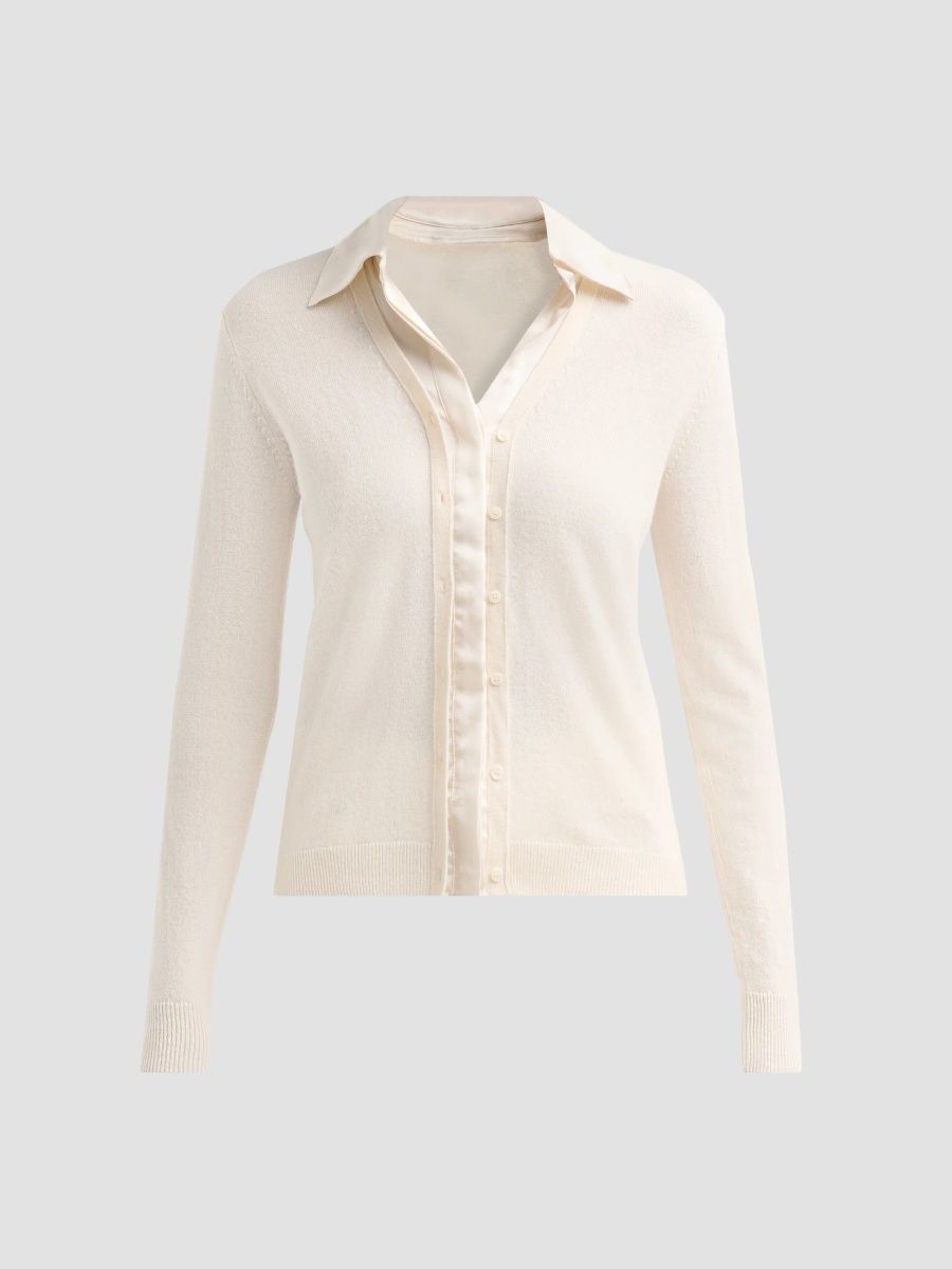 Vince Women's Mixed-Media Cashmere Cardigan - Off White - Size XS