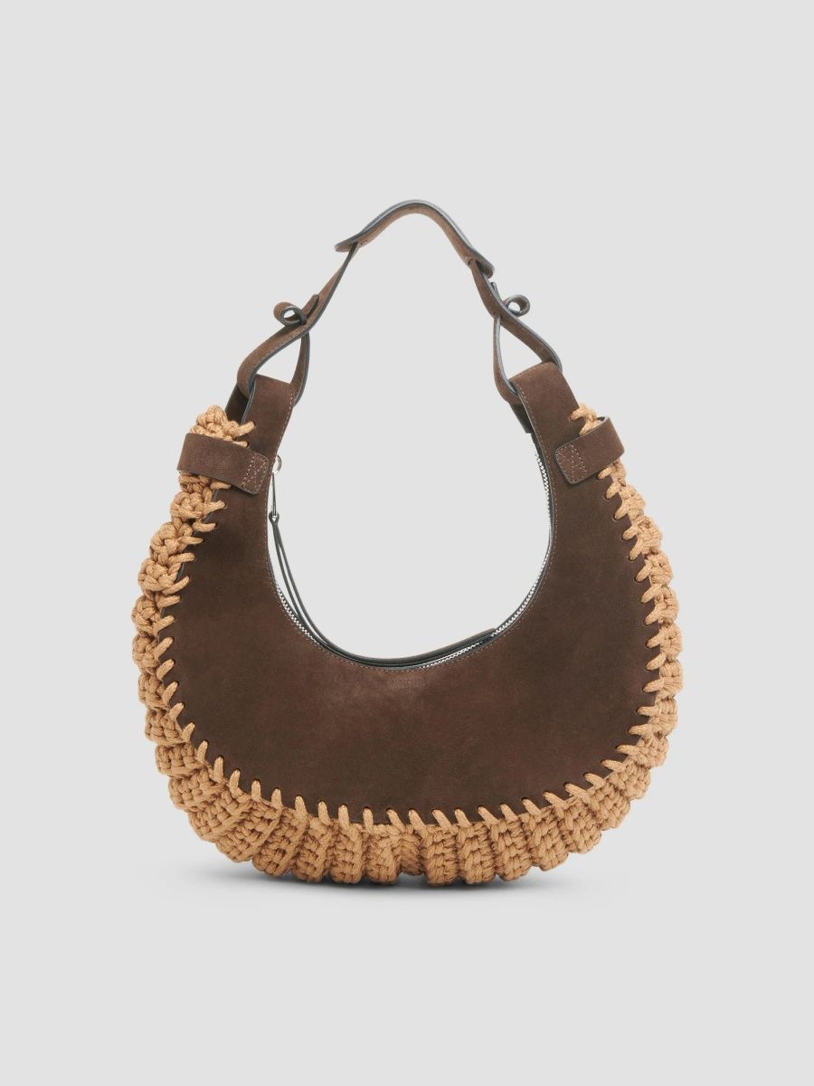Moschino Women's Handle Me Suede Hobo Bag - Chocolate Beige