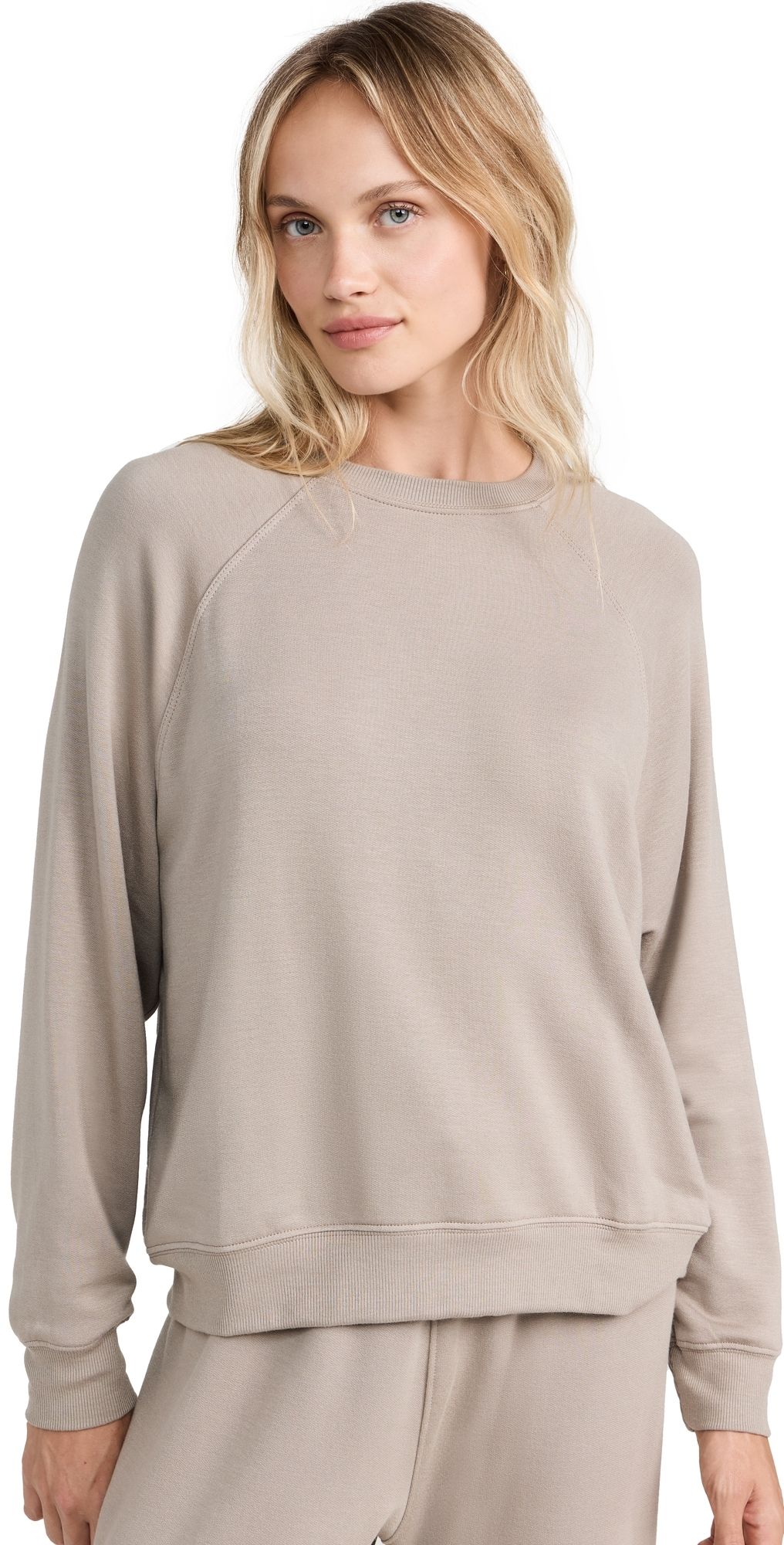 Splits59 Andie Oversized Fleece Sweatshirt Latte L