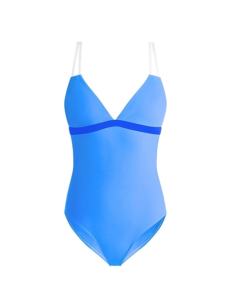 Women's Aruba Colorblocked One-Piece Swimsuit - Blue - Size Large