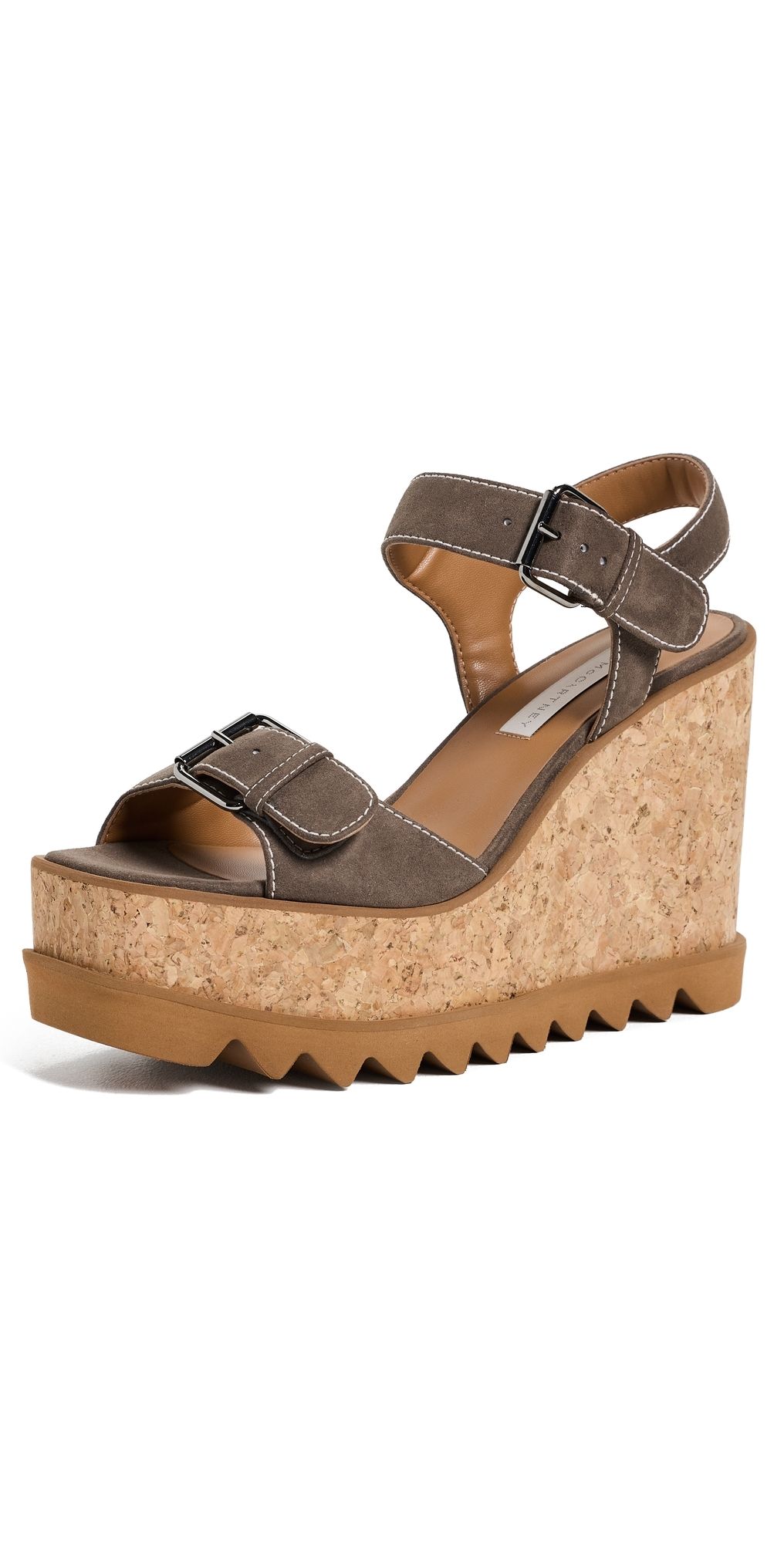 Stella McCartney Sneakelyse Alter Suede Buckle Sandals 120 dark taupe 38