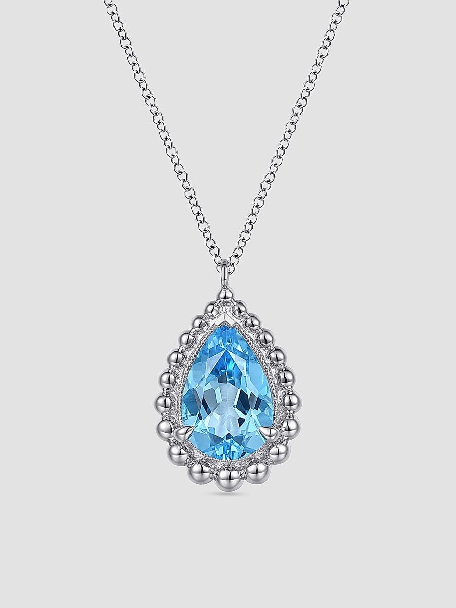 Gabriel & Co Women's Bujukan Sterling Silver & Swiss Blue Topaz Pendant Necklace - Sterling Silver