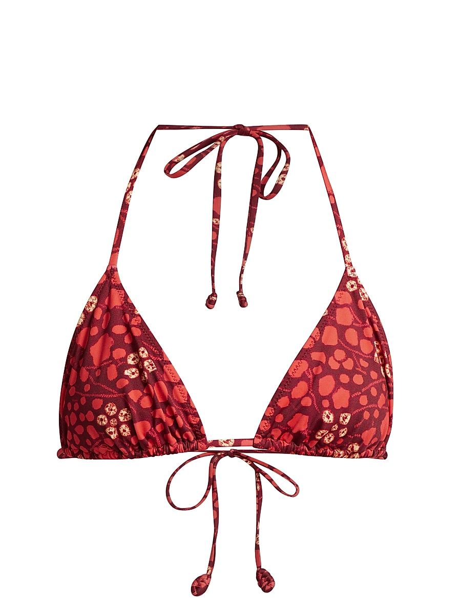 Women's Keaton Abstract Triangle Bikini Top - Coral - Size Small