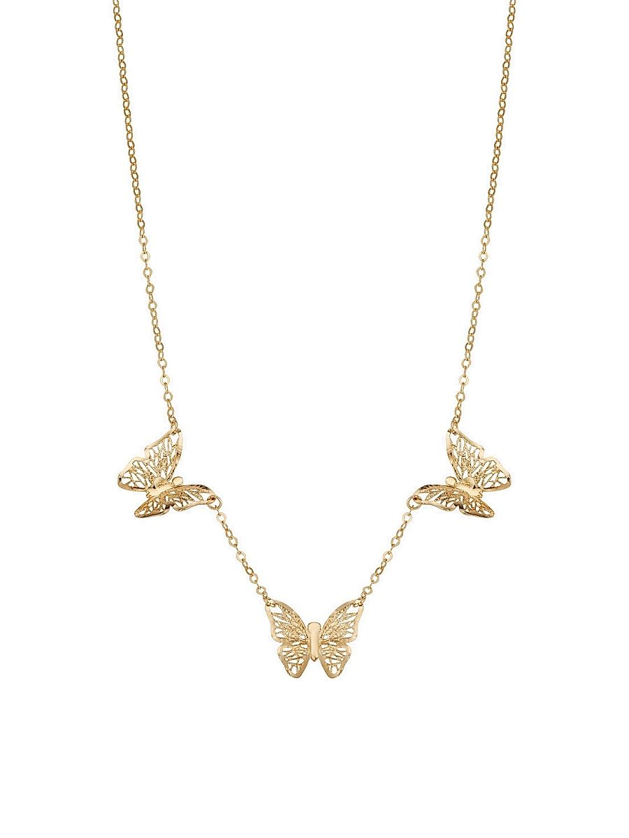 Women's 14K Yellow Gold Social Butterfly Necklace - Yellow Gold