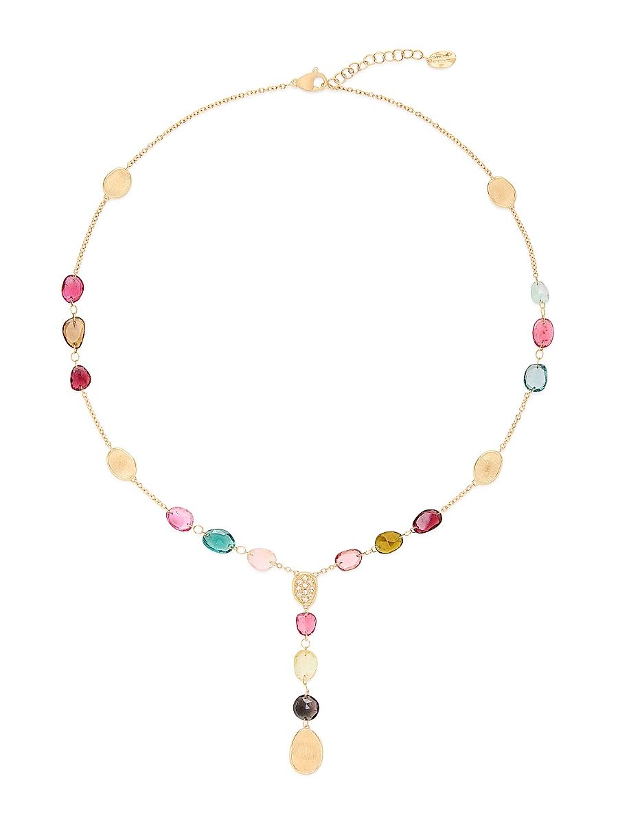 Women's Lunaria 18K Yellow Gold, Tourmaline & 0.08 TCW Diamond Lariat Necklace - Yellow Gold
