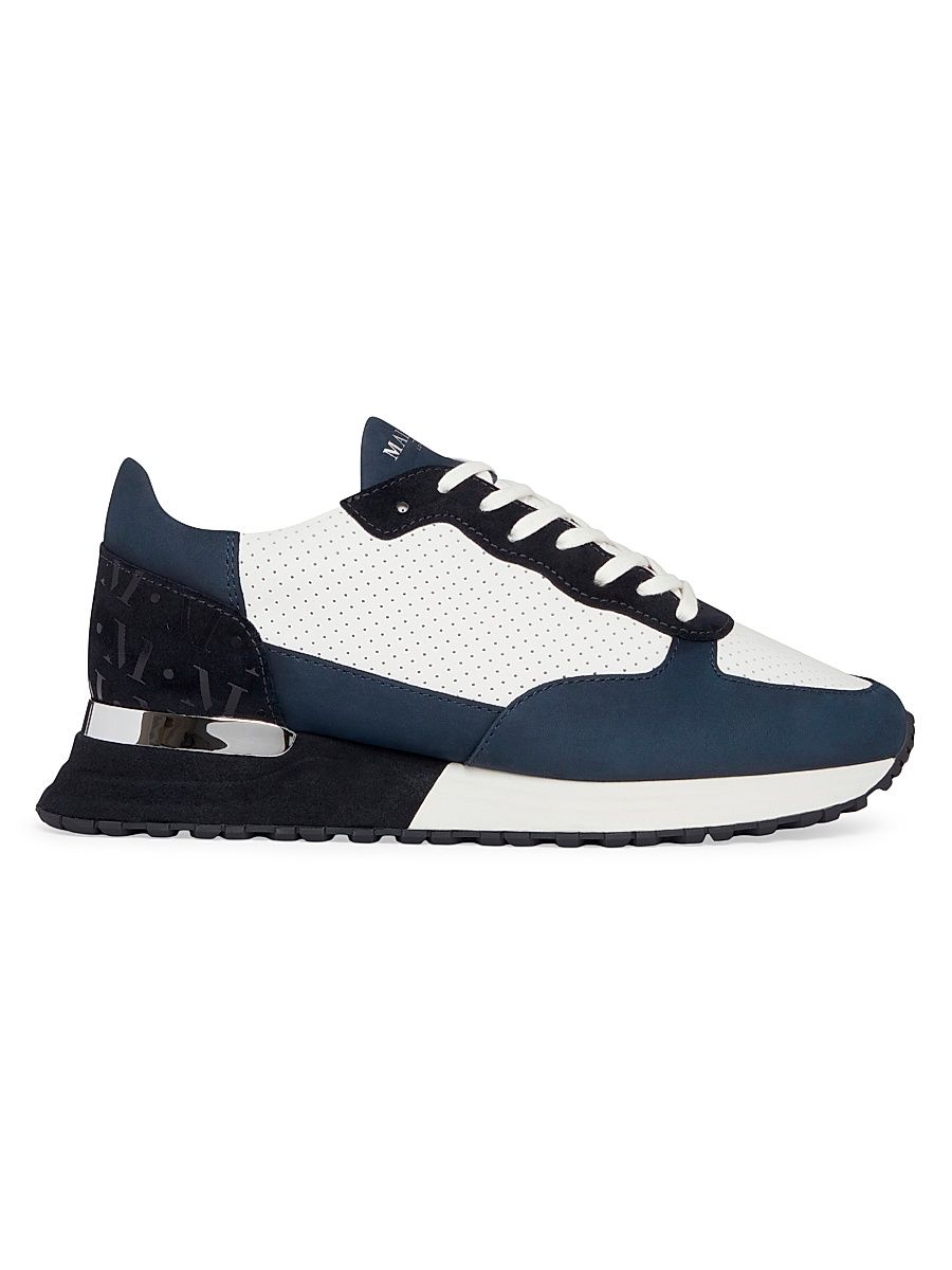 Men's Popham Perforated Leather Sneakers - Navy - Size 11