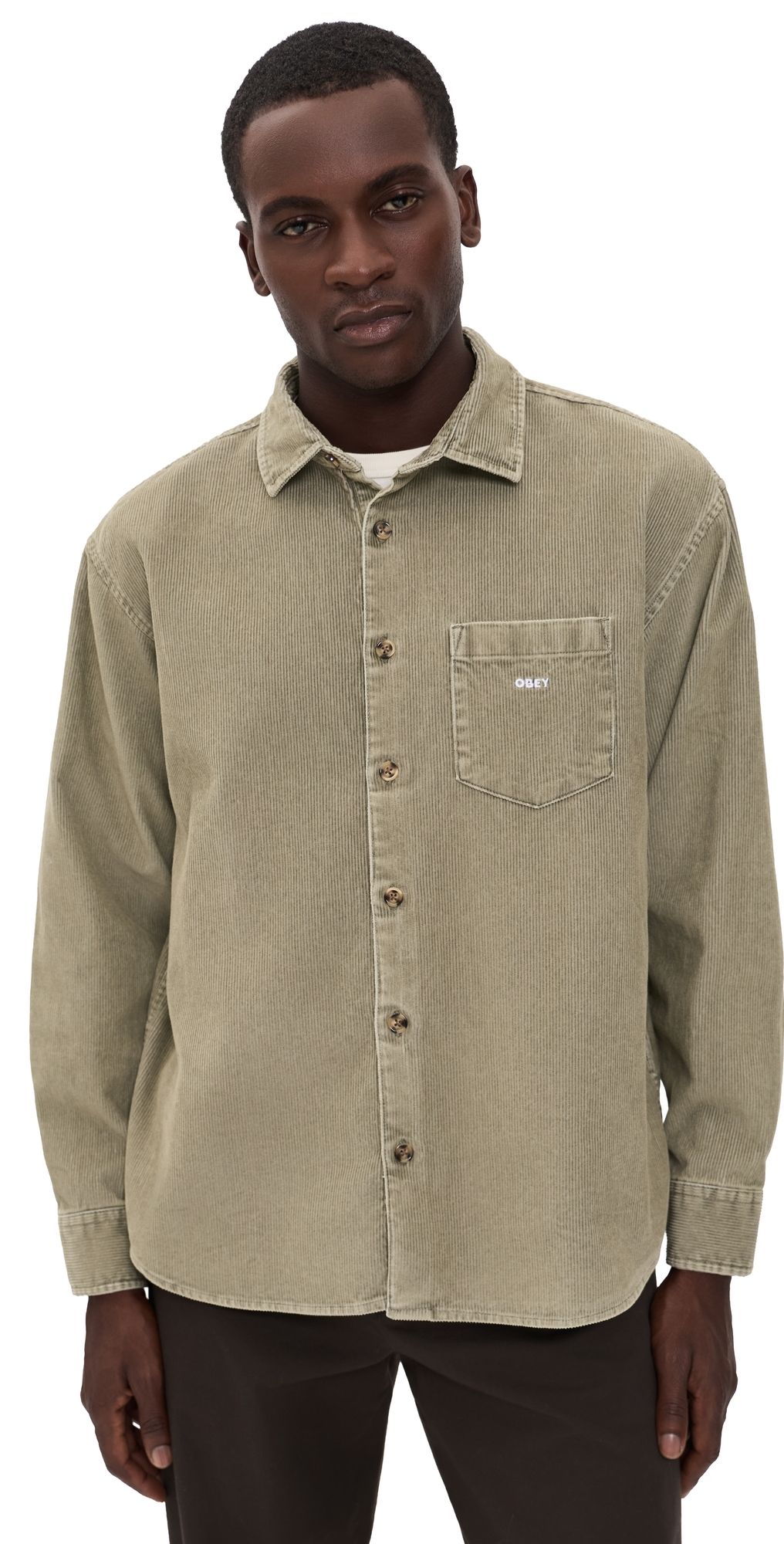 Obey Tommy Corduroy Shirt Vetiver XXL