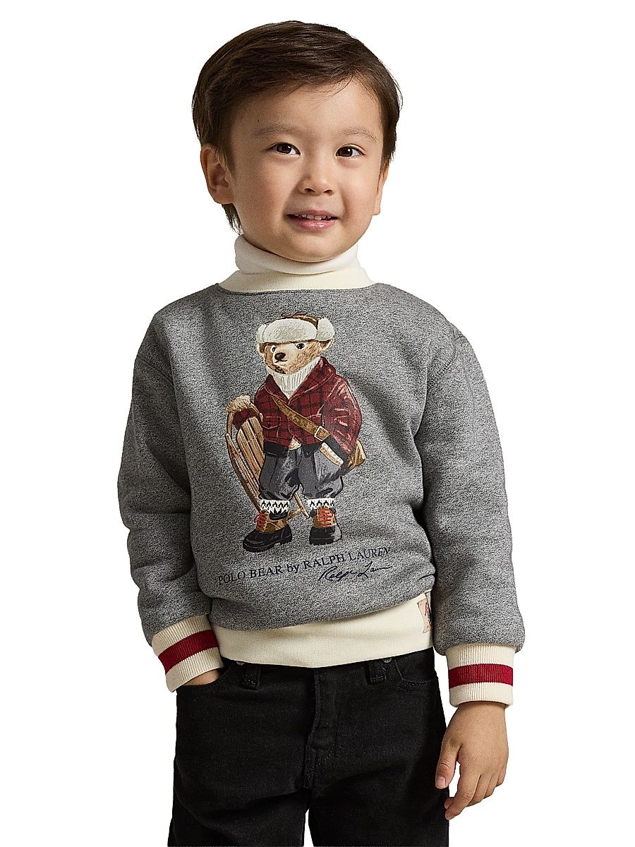 Little Boy's & Boy's Polo Bear Turtleneck Sweatshirt - Bear Vintage Pepper Heather - Size 7