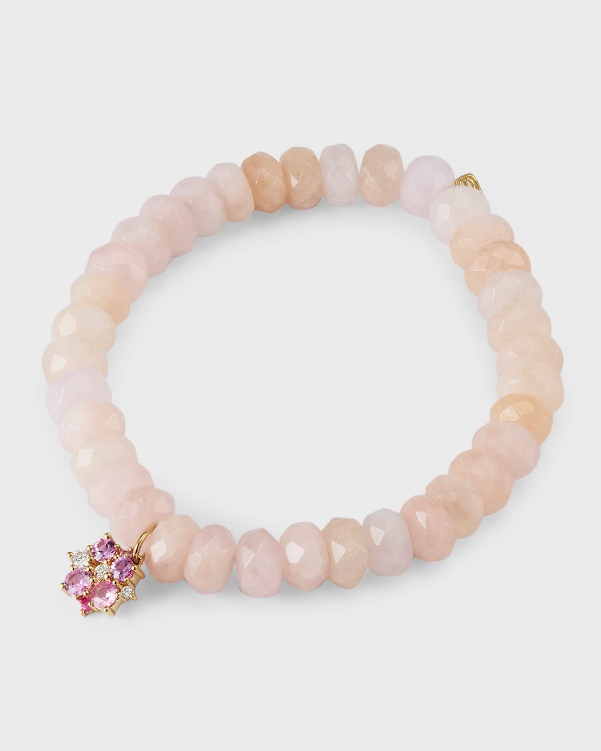 14k Morganite Beaded Bracelet with Disc Charm