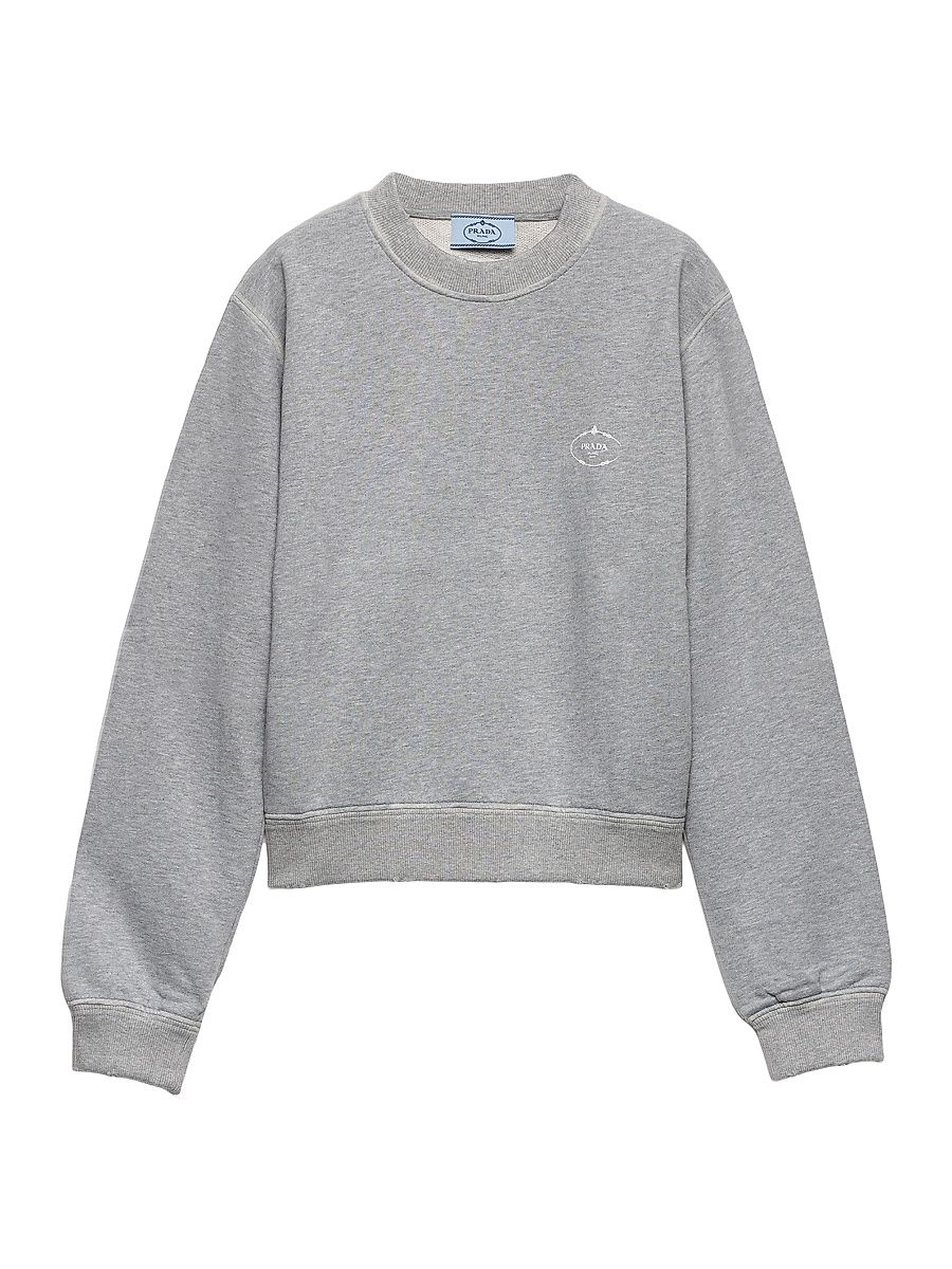 Women's Cotton Crew-Neck Sweatshirt - Grey - Size Large