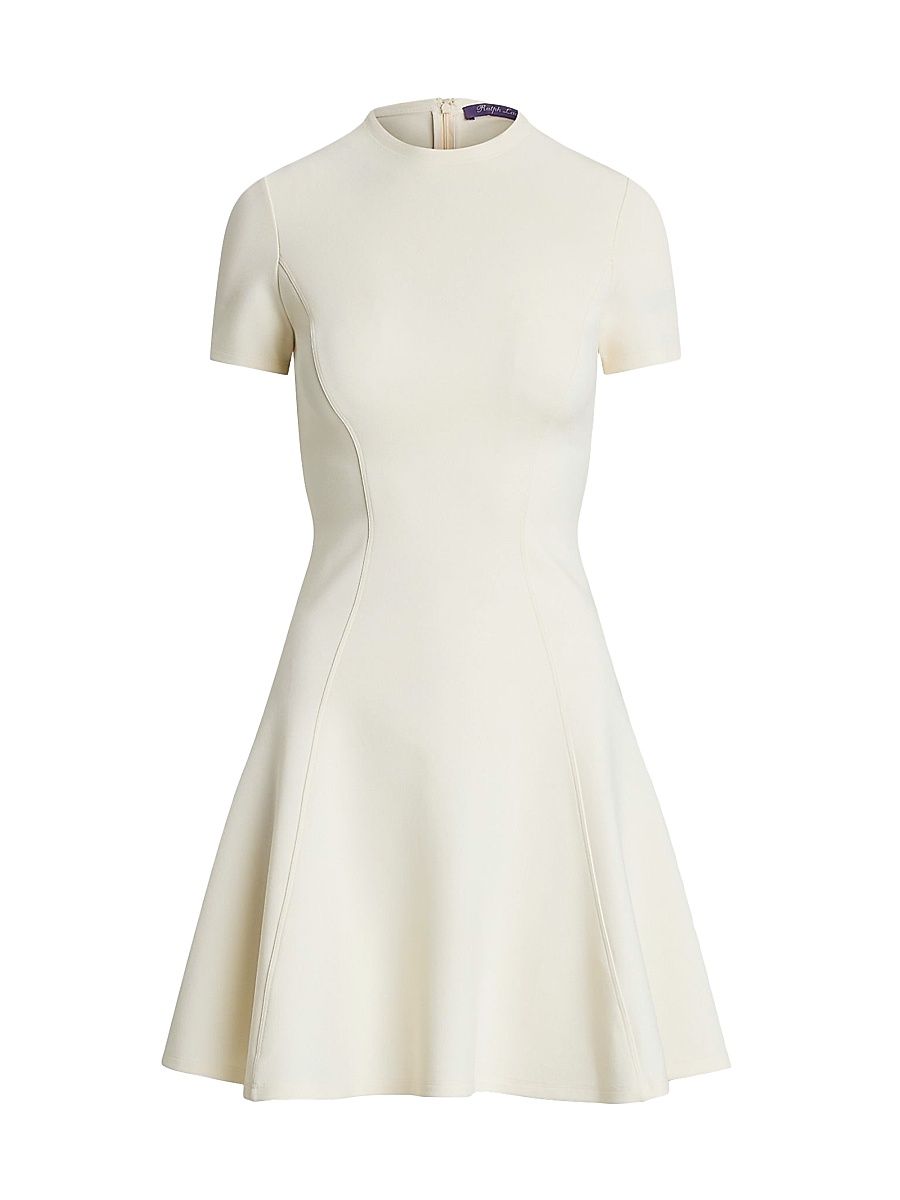 Women's Short-Sleeve Stretch Jersey Minidress - Lux Cream - Size 8