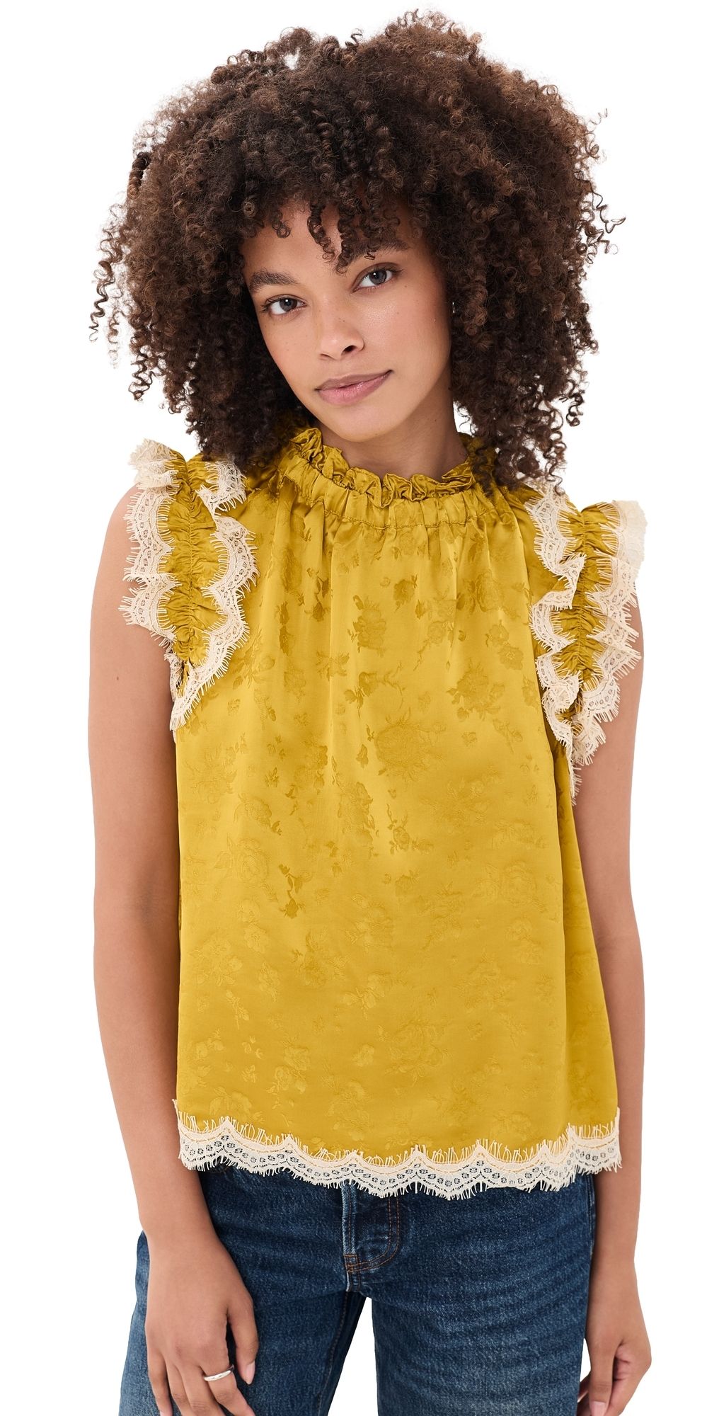 Sea Flutter Sleeve Top Yellow XXS
