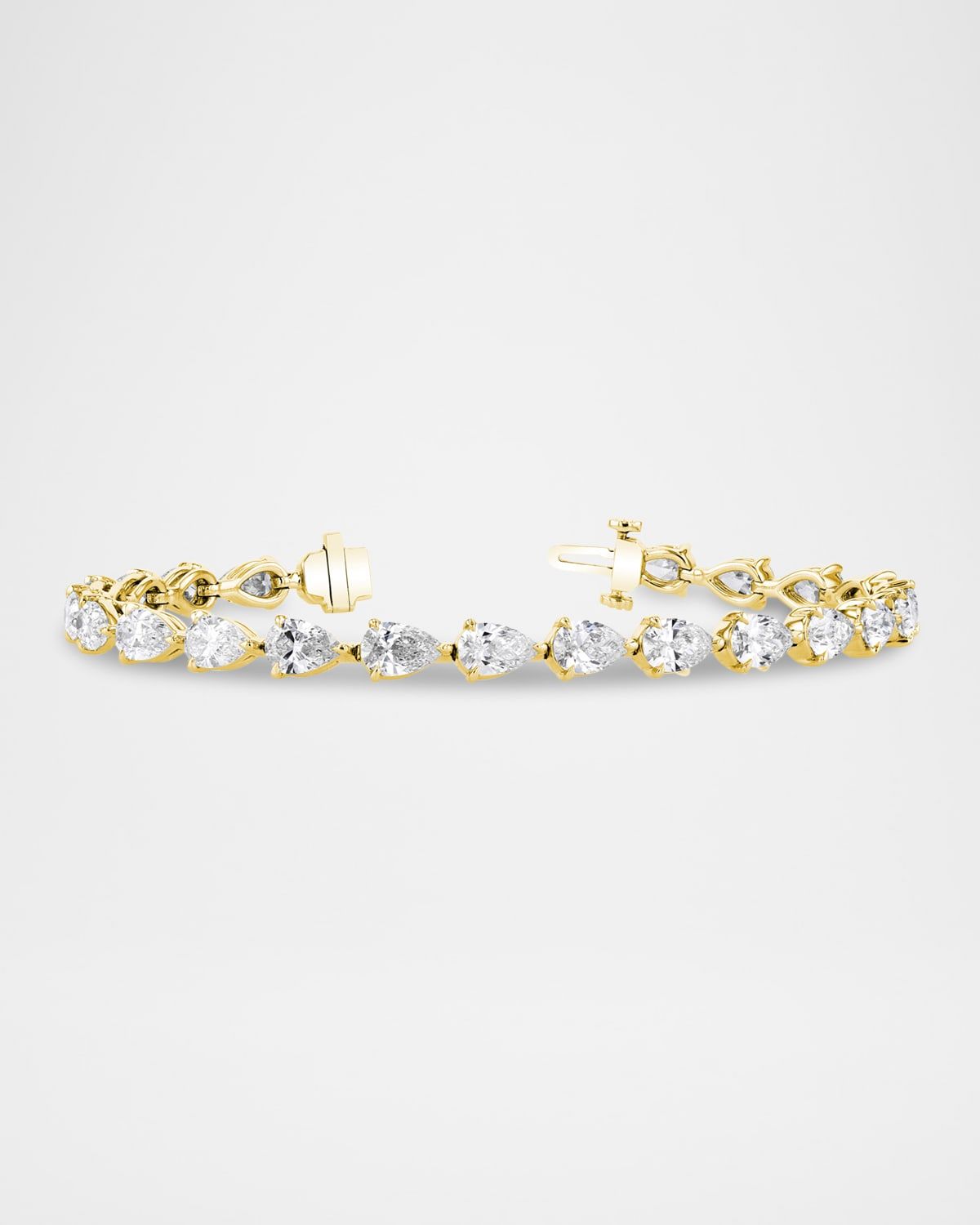 18K Gold East-West Pear Diamond Bracelet, 7"L, 7.80tcw