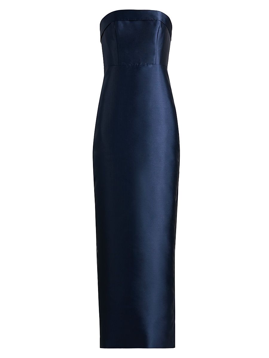 Women's Gaia Mikado Strapless Column Gown - Nautical Navy - Size 16