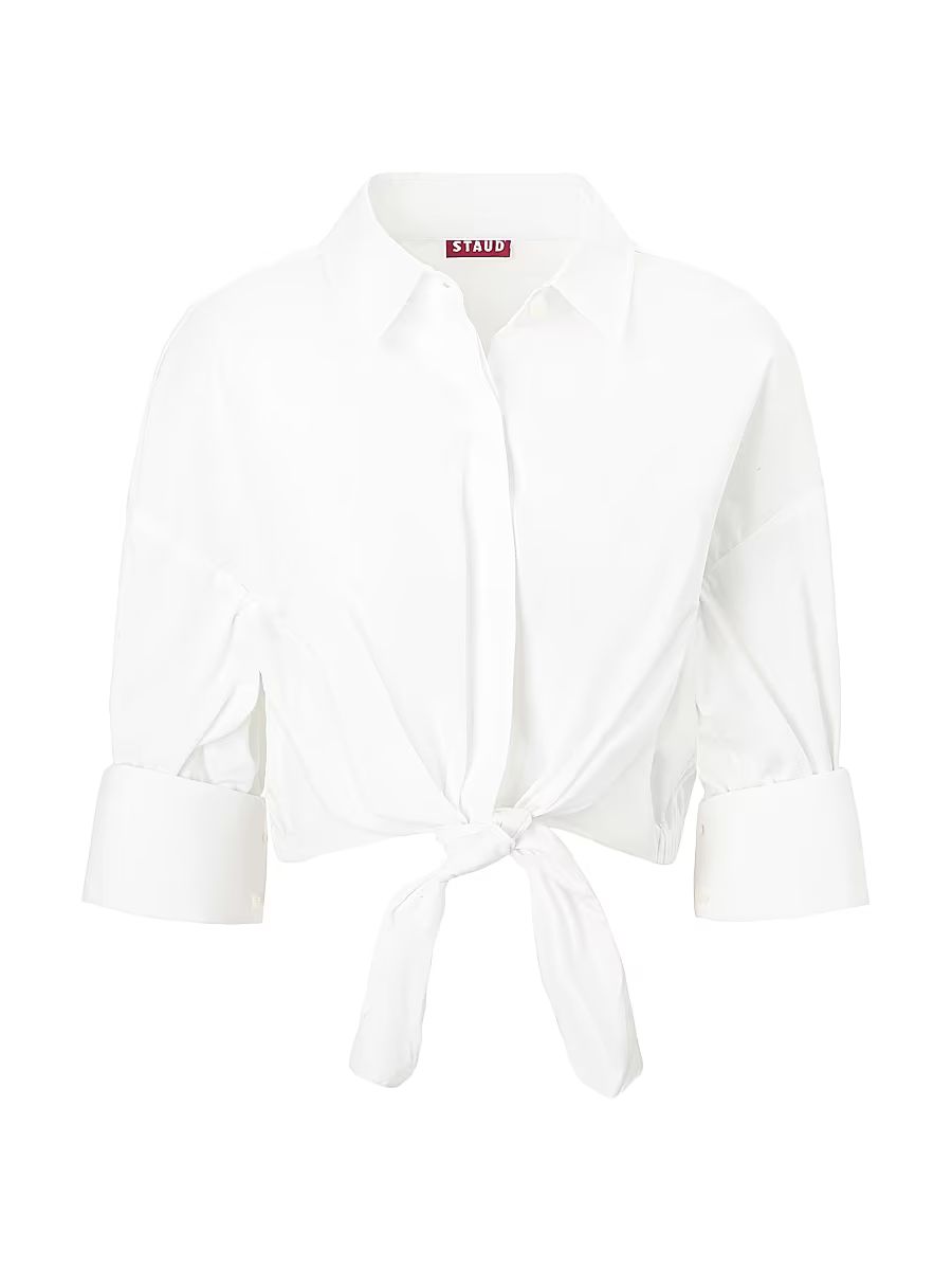 Women's Lisa Poplin Tie Crop Shirt - White - Size XL
