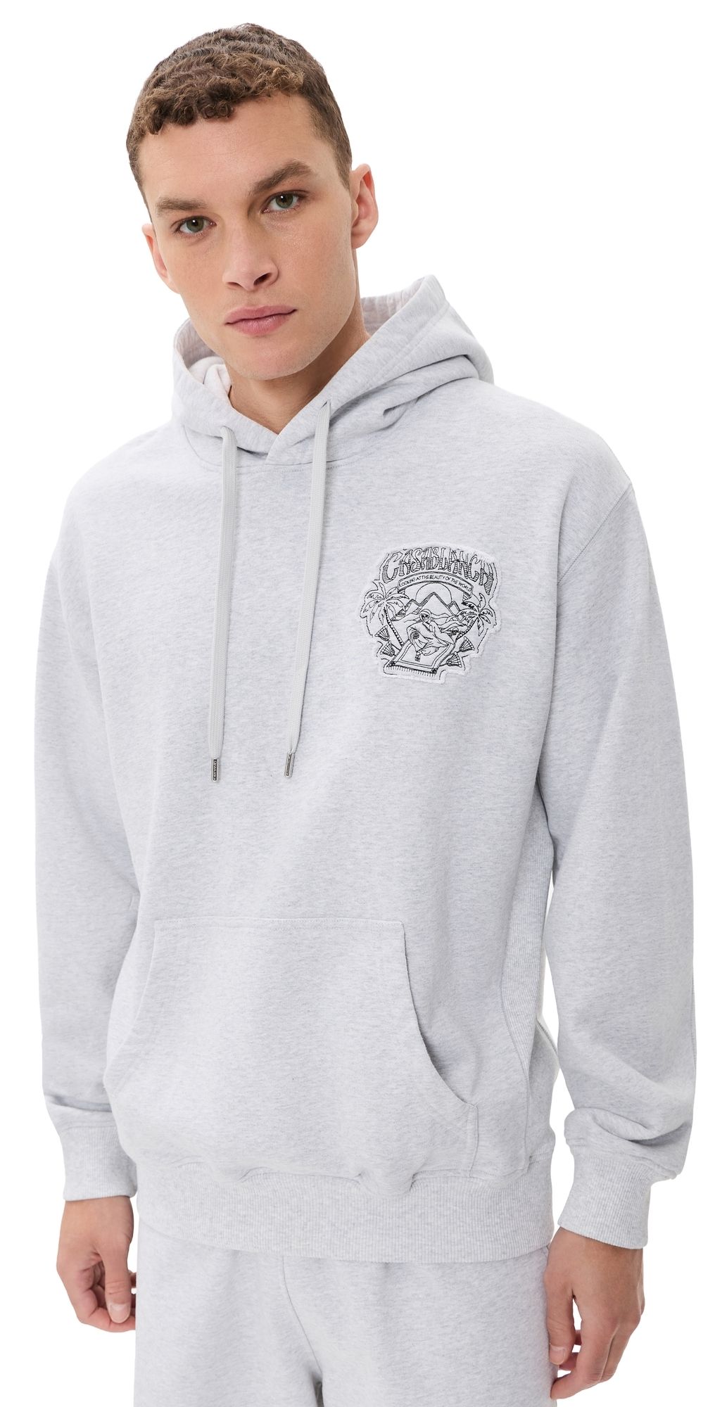Casablanca Eveil Ancestral Applique Classic Hoodie Grey Marle Loopback M
