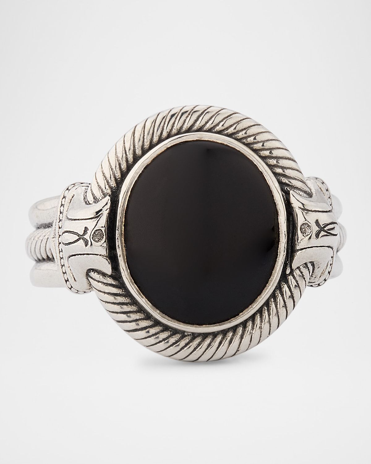 Men & apos;s Sterling Silver and Black Onyx Signet Ring