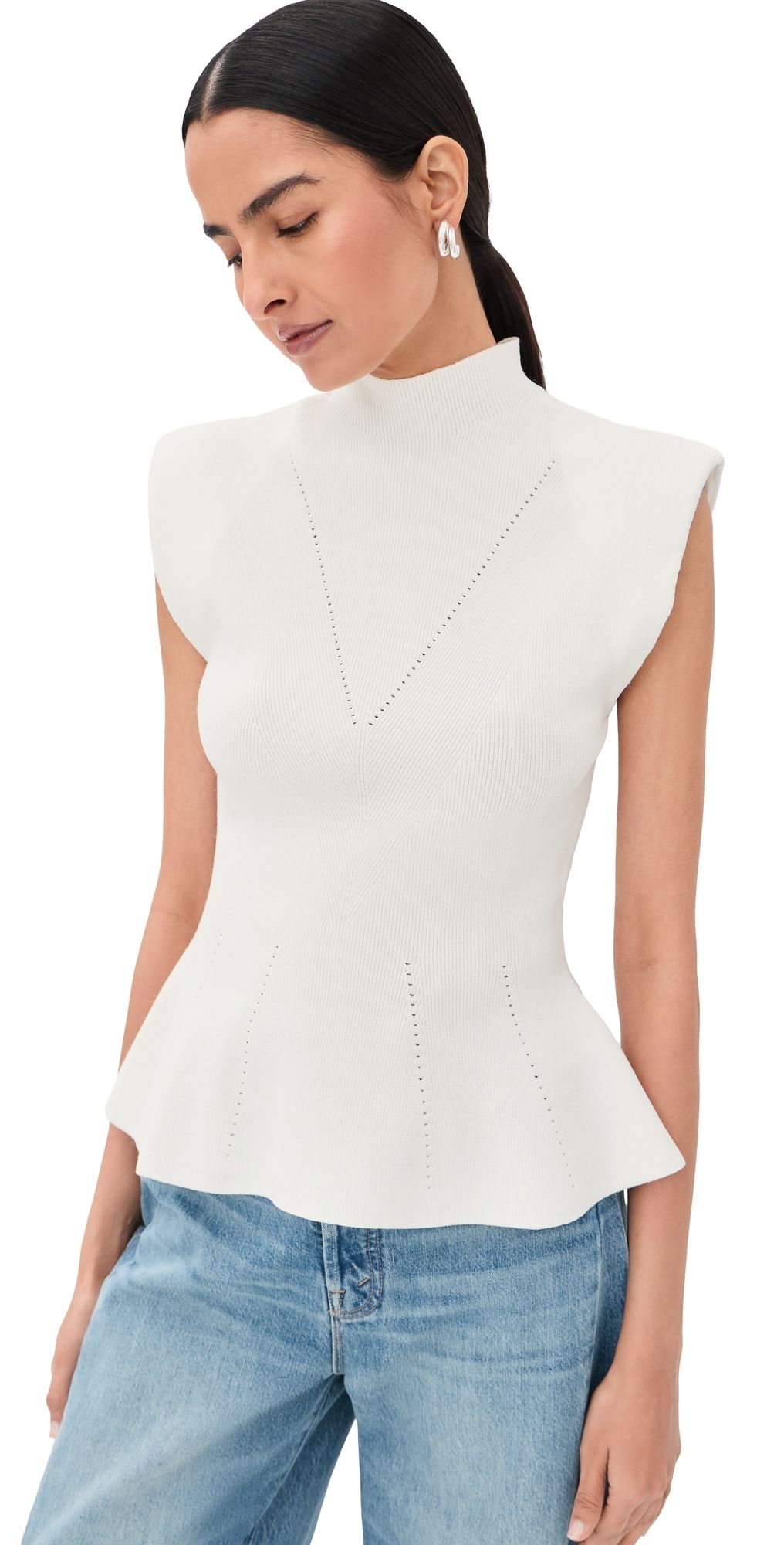 Veronica Beard Seraphine Knit Blouse Off White S