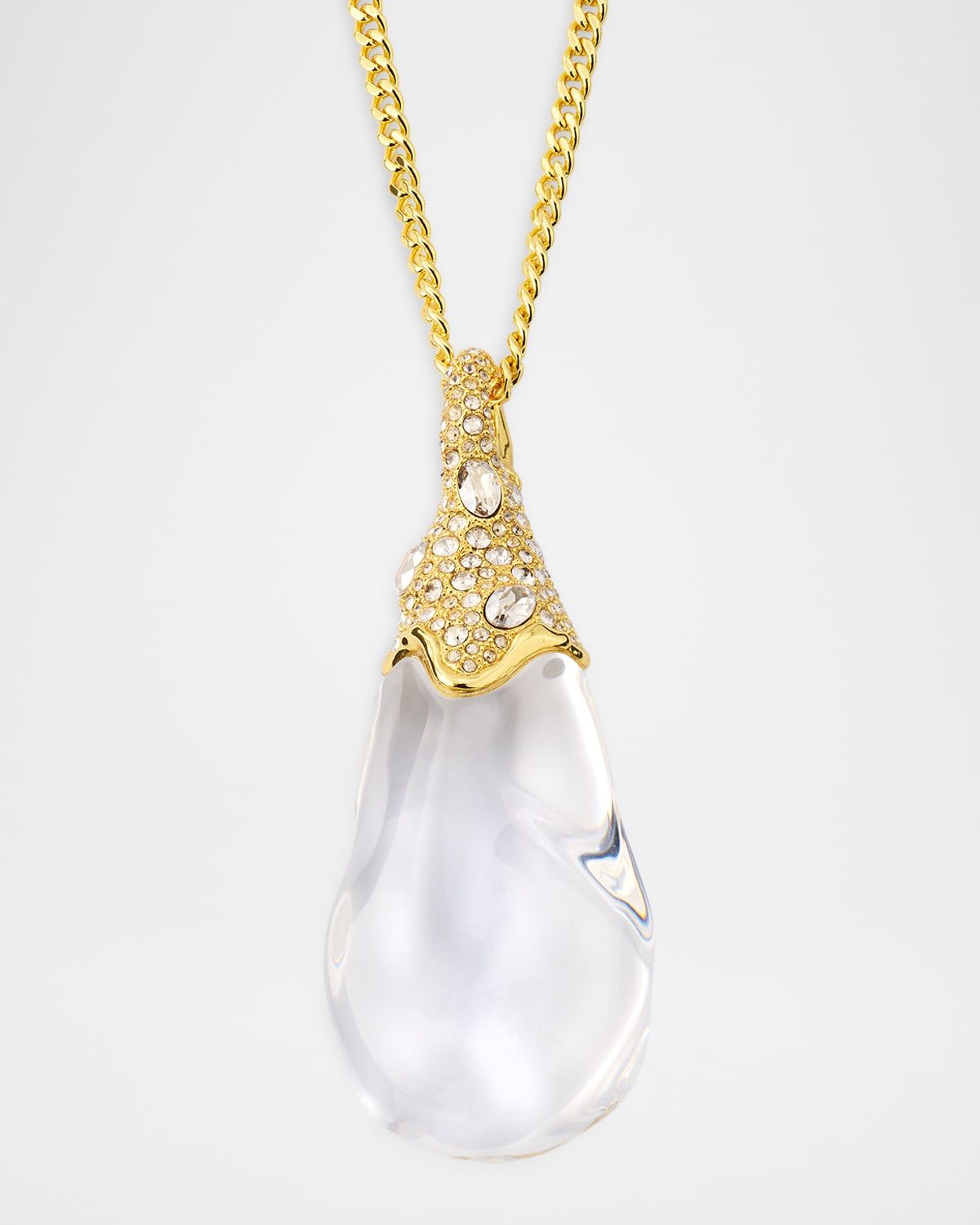 Liquid Lucite Crystal Pavé Teardrop Necklace