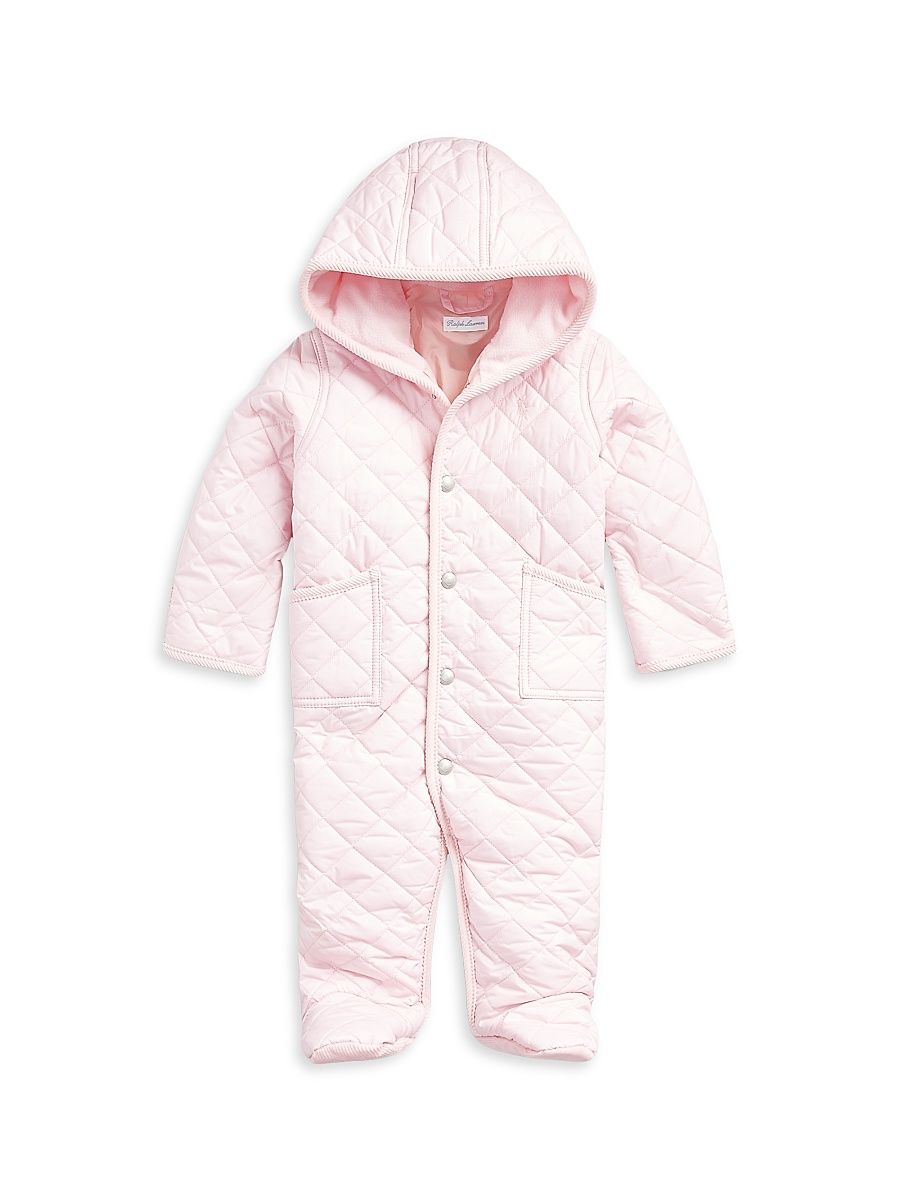 Baby's Shawl Collar Quilted Bunting - Hint Of Pink - Size 9 Months