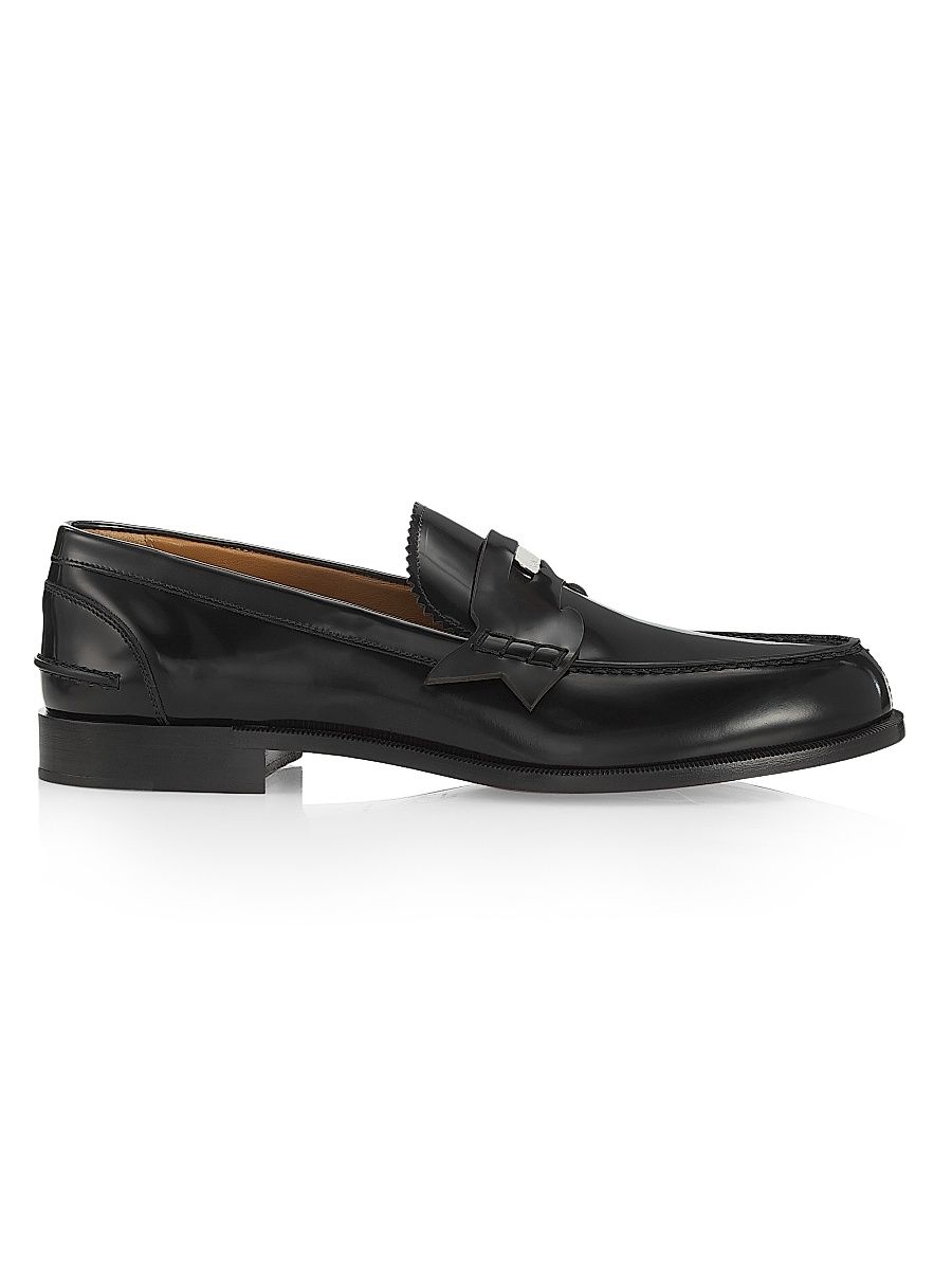 Men's Penny Leather Loafers - Black - Size 10