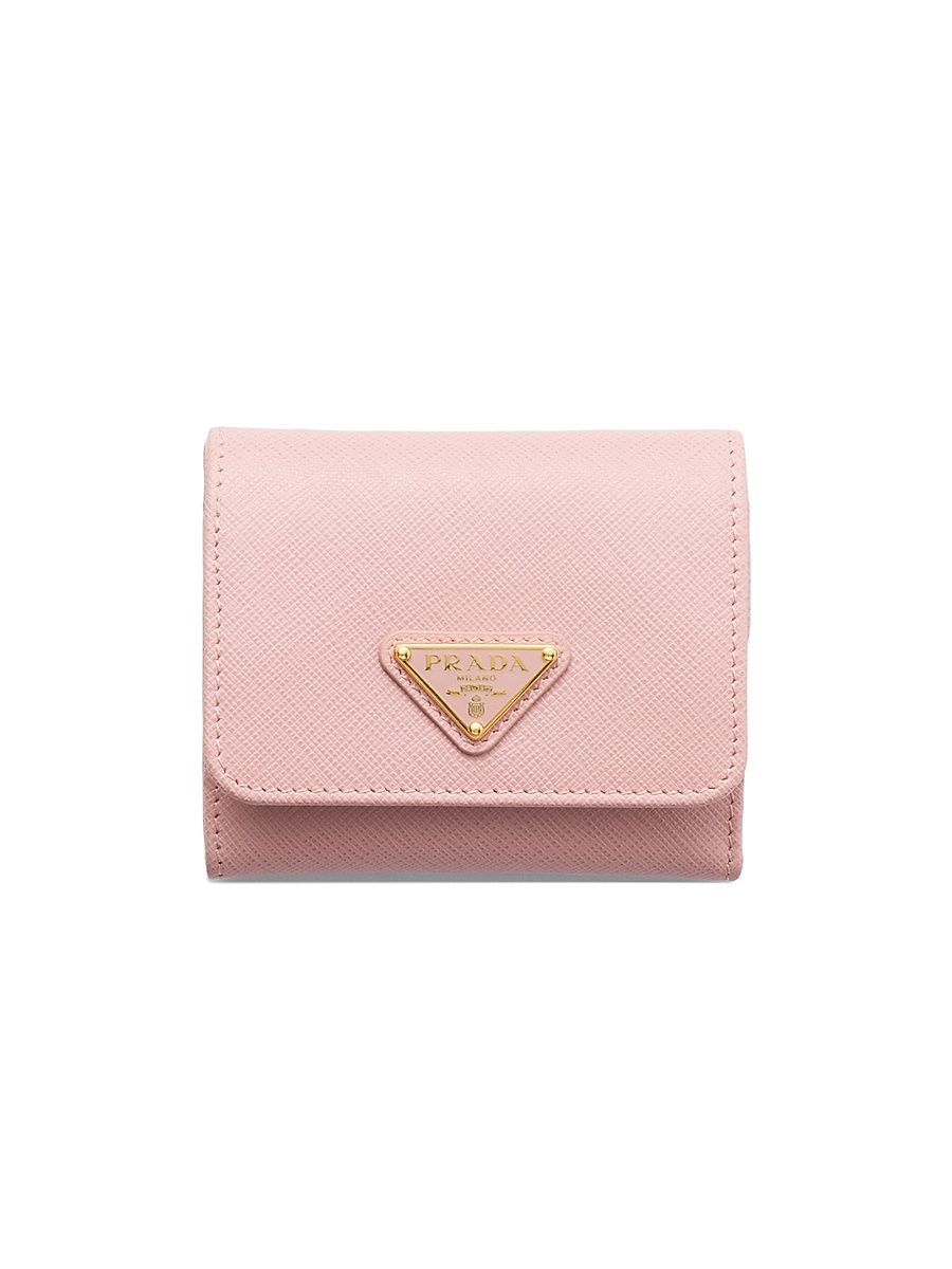 Women's Small Saffiano Leather Wallet - Pink