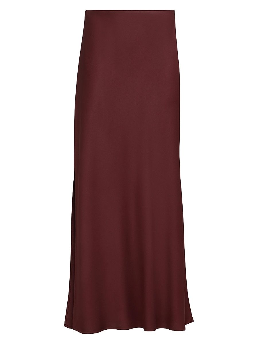 Women's Satin Cady Fluid Bias Cut Skirt - Wine - Size 4