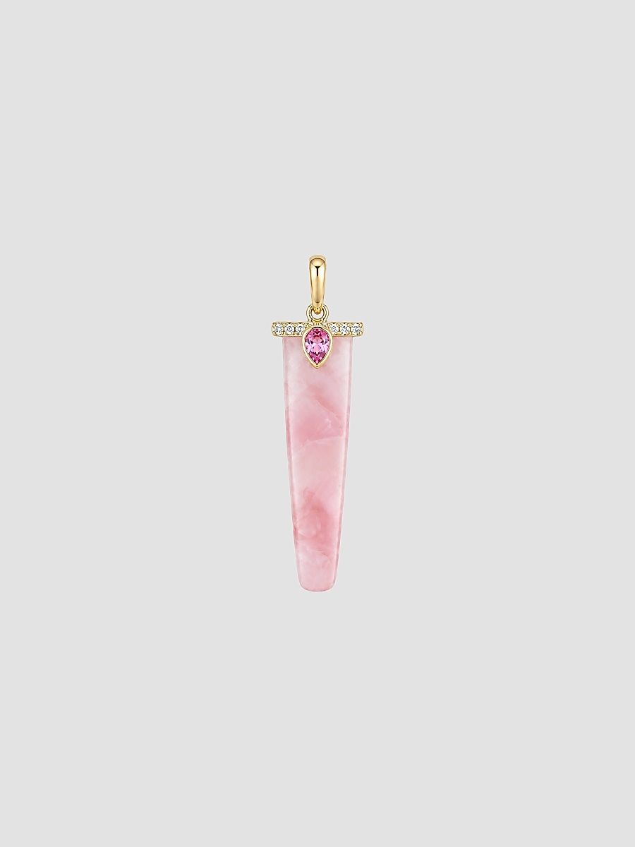Women's 14K Yellow Gold, Pink Tourmaline, Pink Sapphire & 0.06 TCW Diamond Pendant - Pink