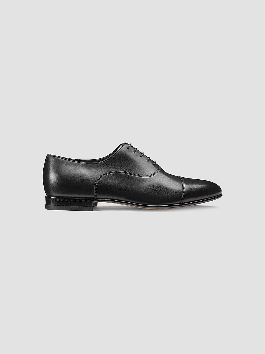 Santoni Men's Darian Cap-Toe Oxfords - Black - Size 7.5