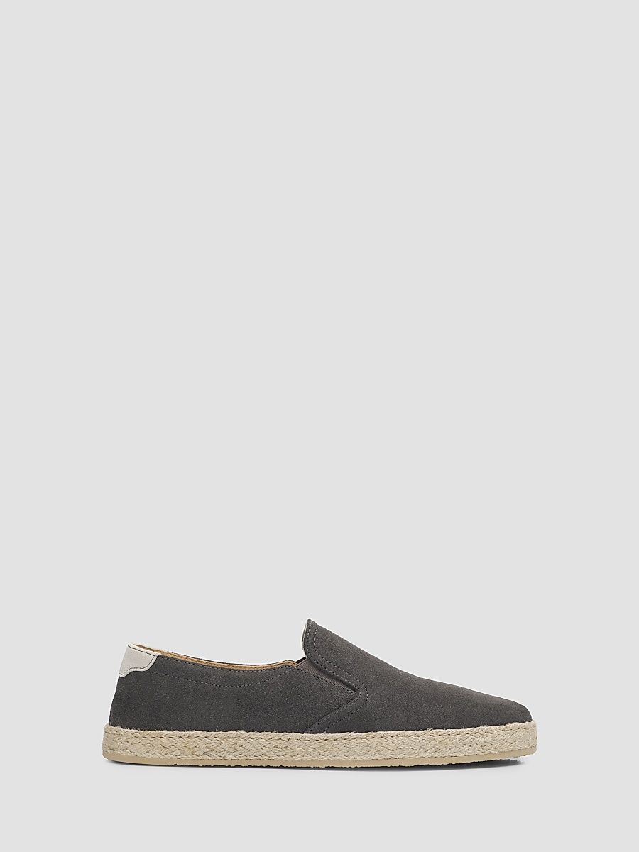 Men's Suede Braided-Midsole Espadrilles - Dark Grey - Size 7