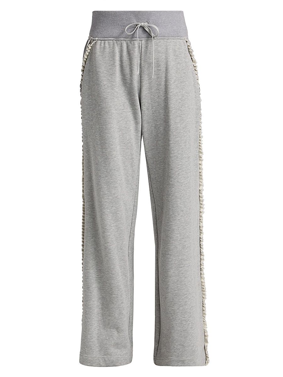 Women's Ruffle Rhinestone Maddie Sweatpants - Heather Grey - Size XL