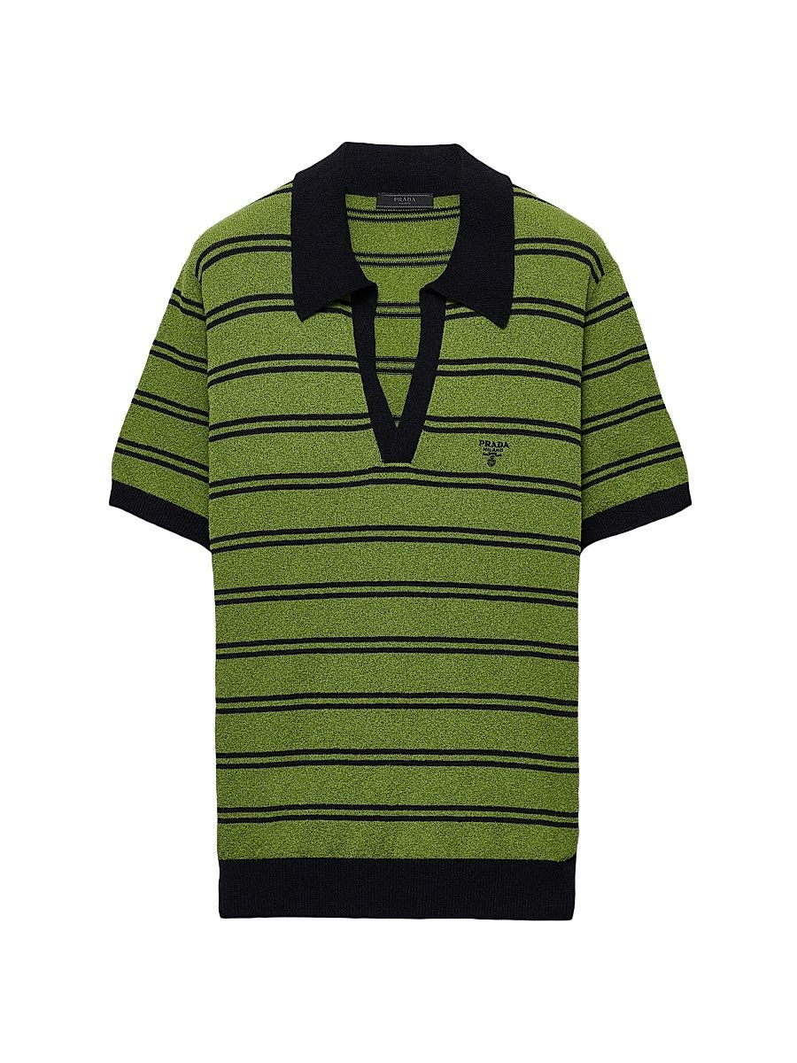 Men's Cotton Polo Shirt - Green Black - Size 40