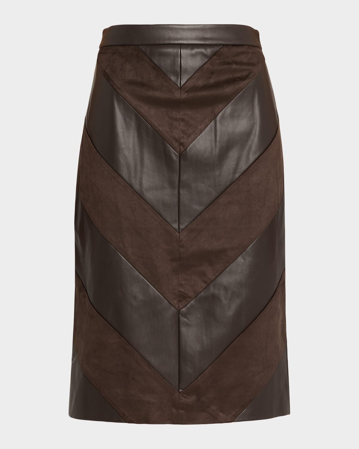 Erma Chevron Faux Leather Pencil Skirt